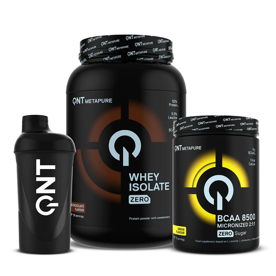 QNT Bundles Mass Gainer Pack bundle 908 g whey Belgian chocolate + BCAA Lemon 350 g