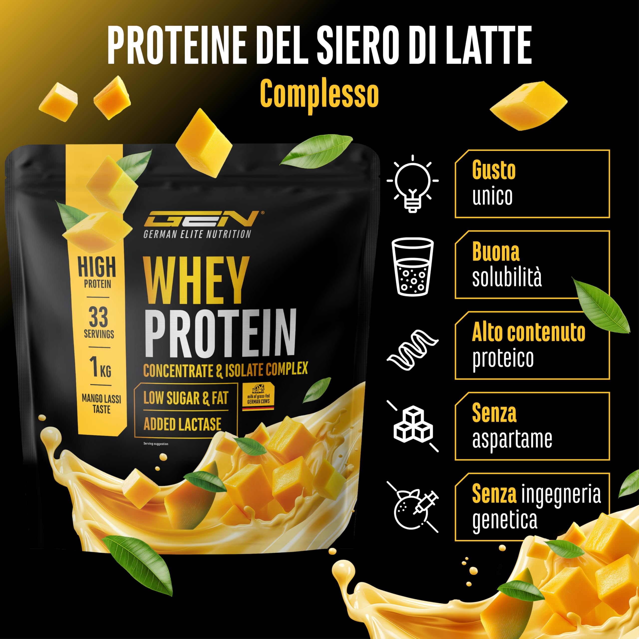 Elite Whey Protein in polvere Mango Lassi 1000 g con isolato