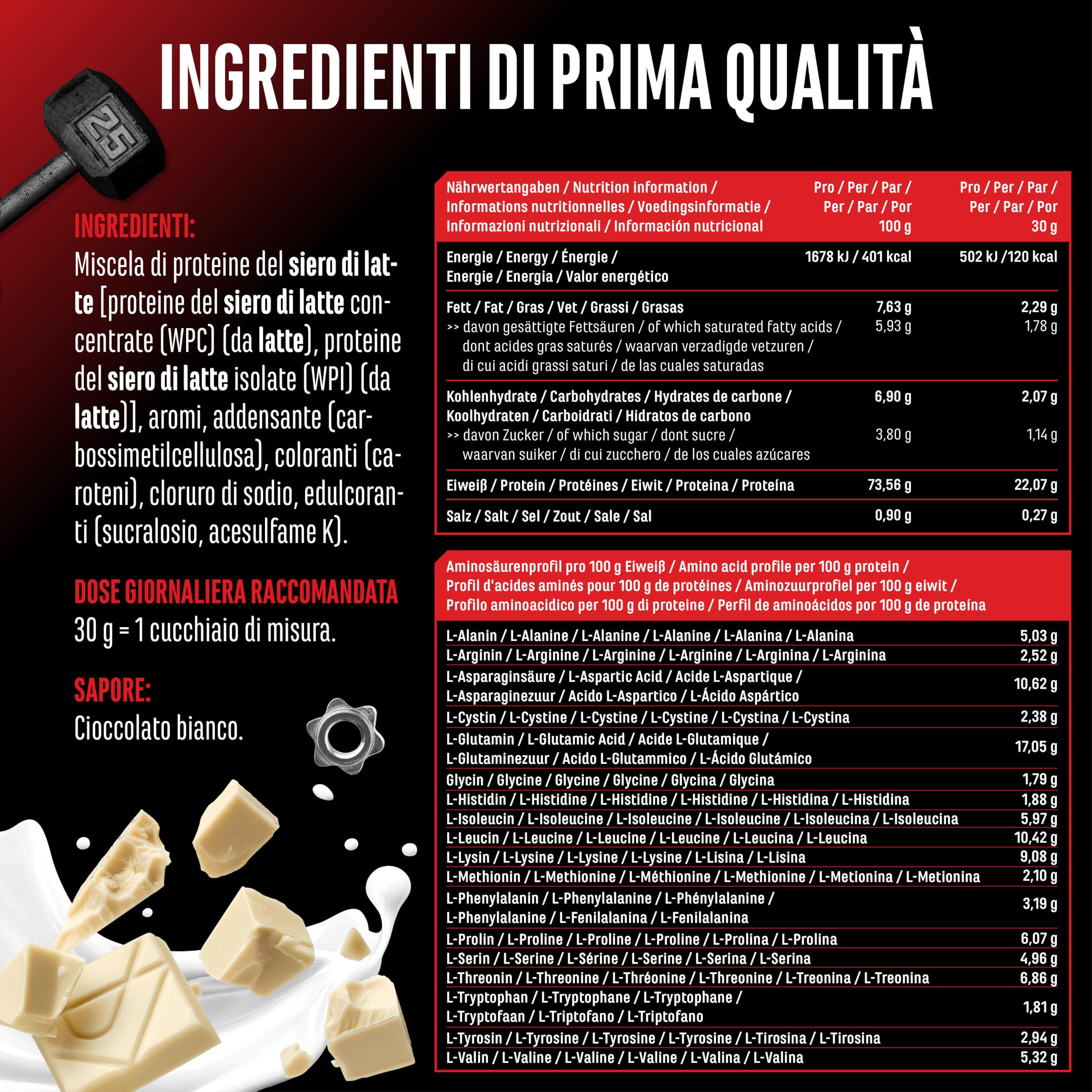 Elite Whey Protein Whey Protein Complex proteine in polvere 1000 g cioccolato bianco