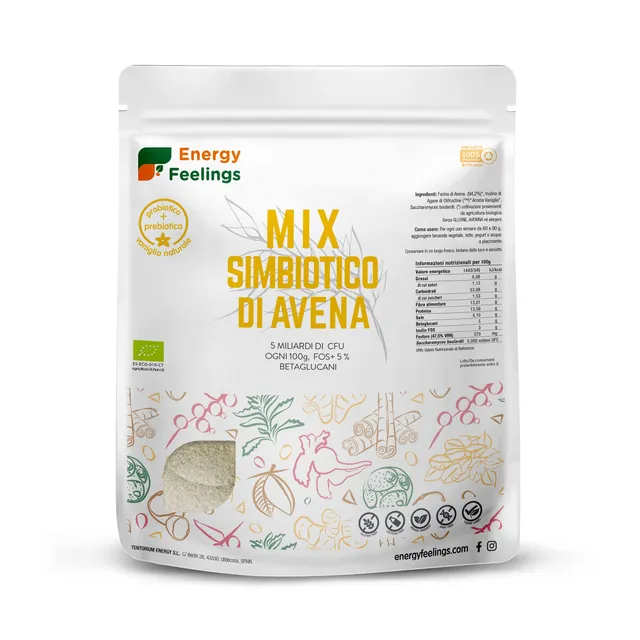 Energy Feelings Dietetica e integratori Mix Fibra Prebiotico + Probiotico farina d'avena vaniglia 1 kg senza glutine