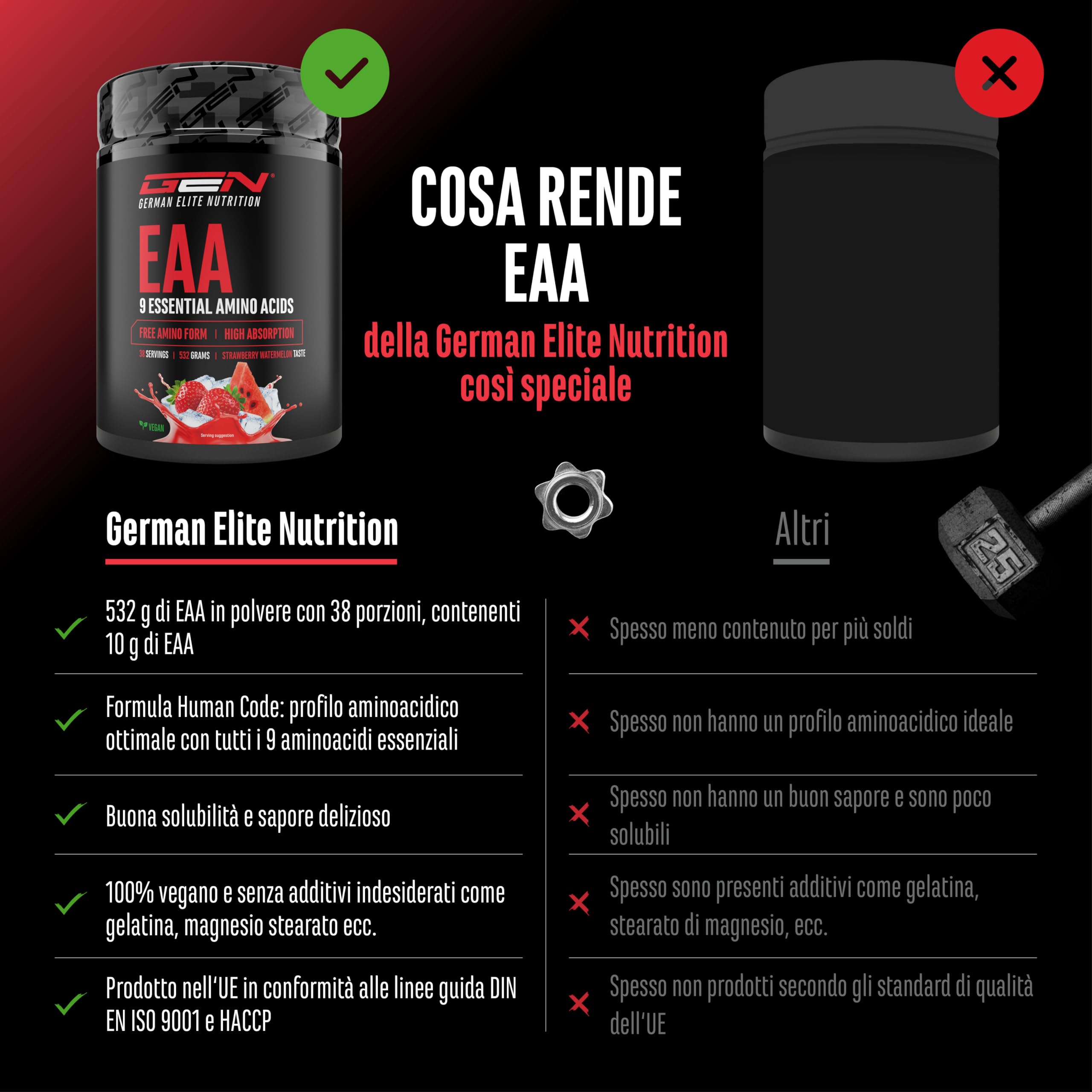 Elite EAA & BCAA EAA in polvere 532 g Fragola e Anguria Vegano