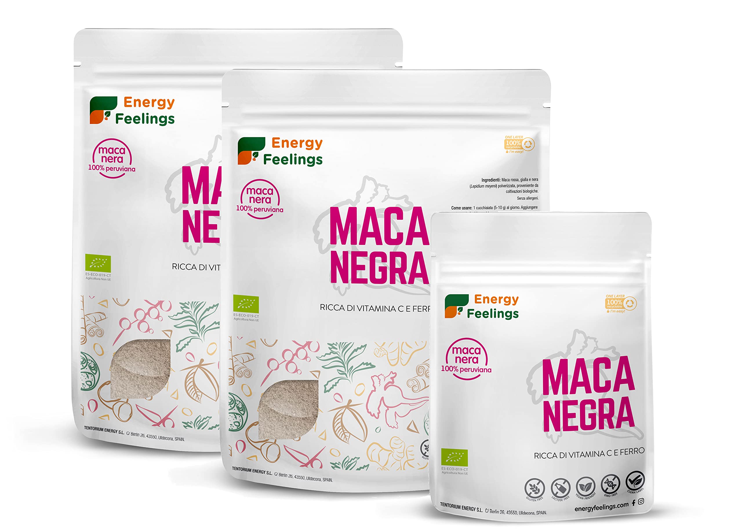 Energy Feelings Dietética & Suplementos Maca Nera Peruviana BIO in polvere 200 g