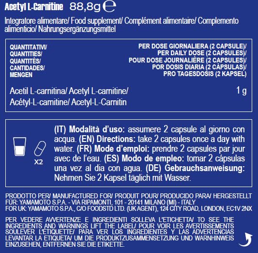 Yamamoto Aminoacidi e BCAAs Acetyl L-CARNITINE capsule 120, 1000 mg