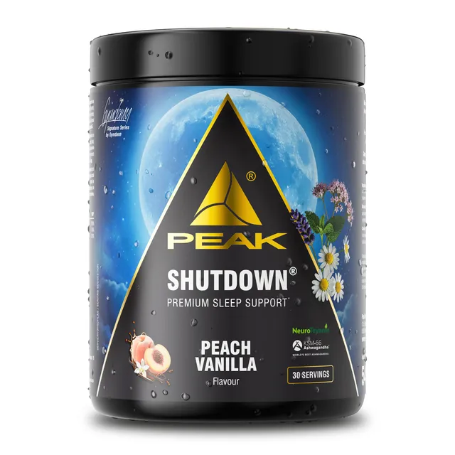 Green Peak Health PEAK Shutdown bevanda in polvere 540 g pesca vaniglia senza melatonina