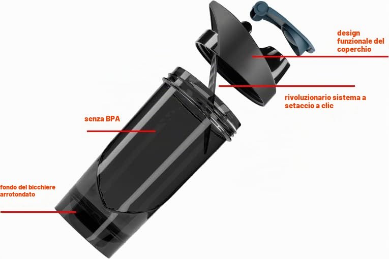 Green Peak Salute PEAK Shieldmixer shaker 700 ml senza BPA lavabile in lavastoviglie