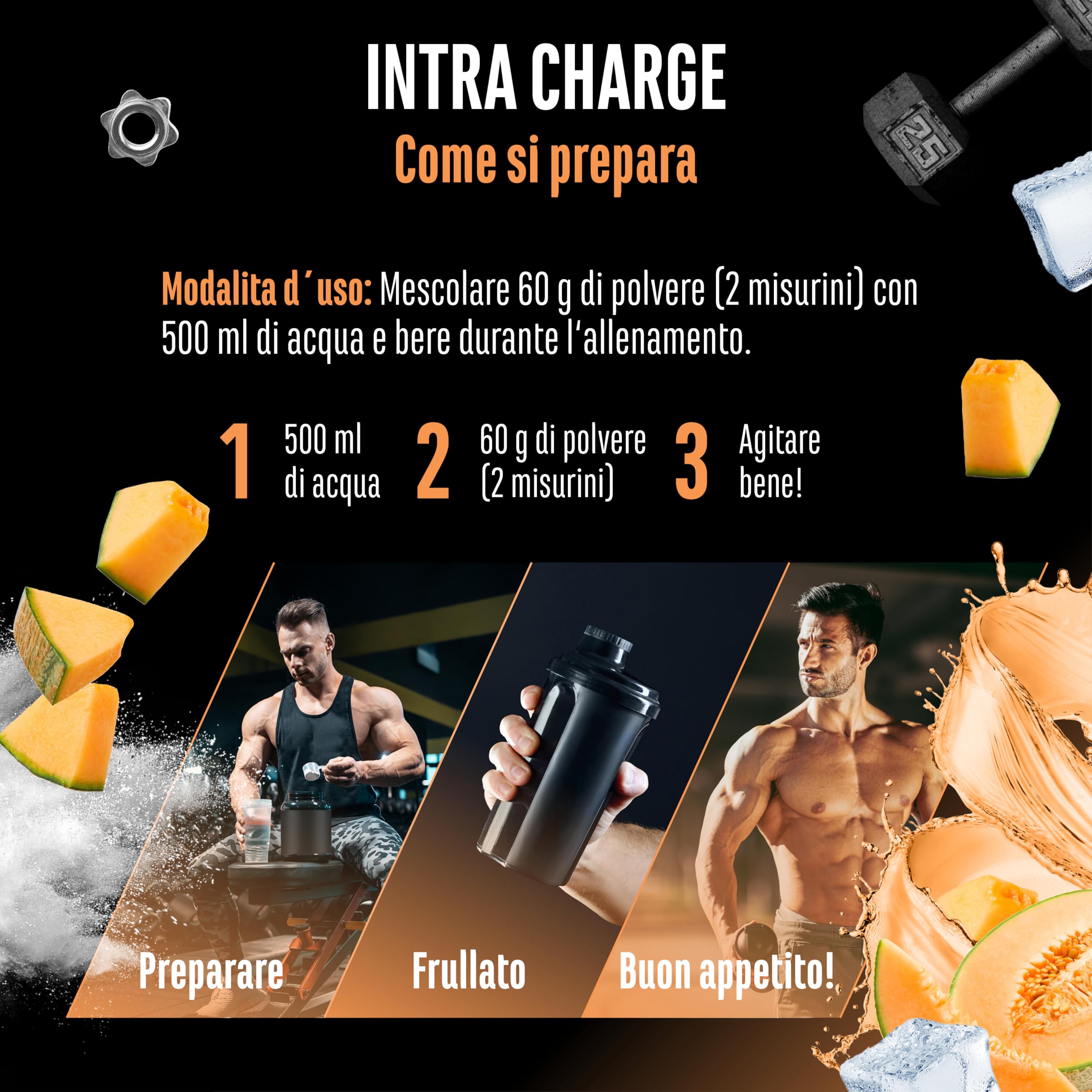 Elite Pre-Workout & Pump Intra Charge Workout Drink bevanda in polvere 1,2 kg Honeydew Melon