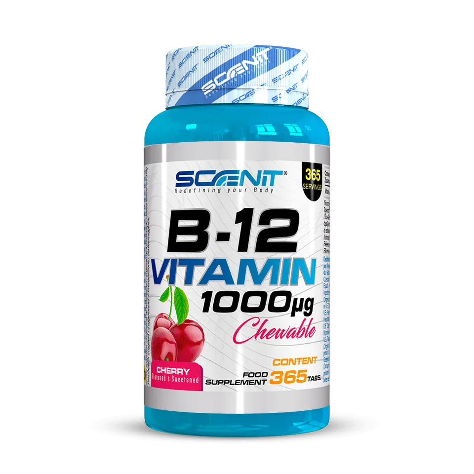Scenit Nutrition Suplementos esenciales B12 Vitamin 1000 µg compresse masticabili 365 ciliegia