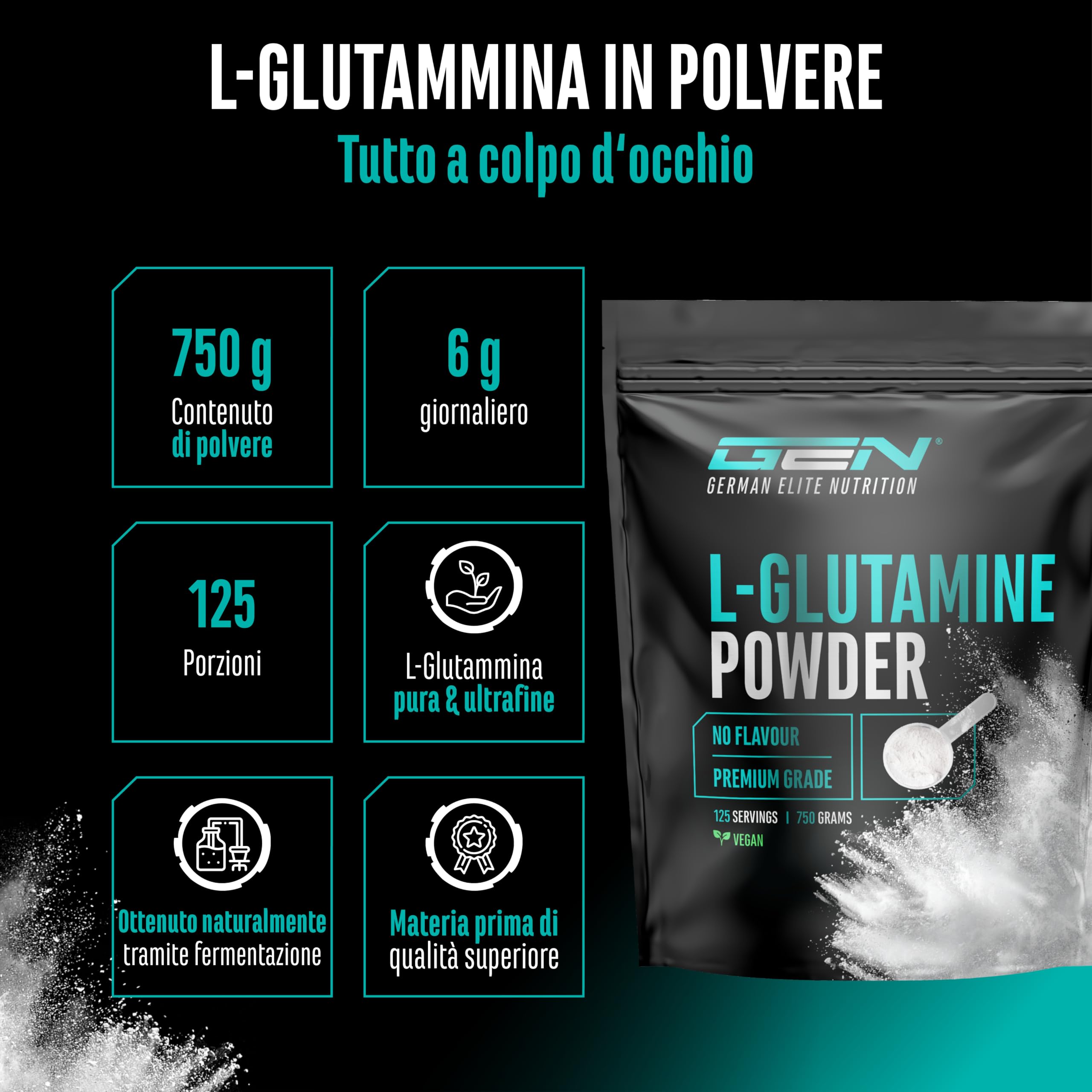 Elite Amino Singles L-Glutammina polvere 750 g non aromatizzata vegana