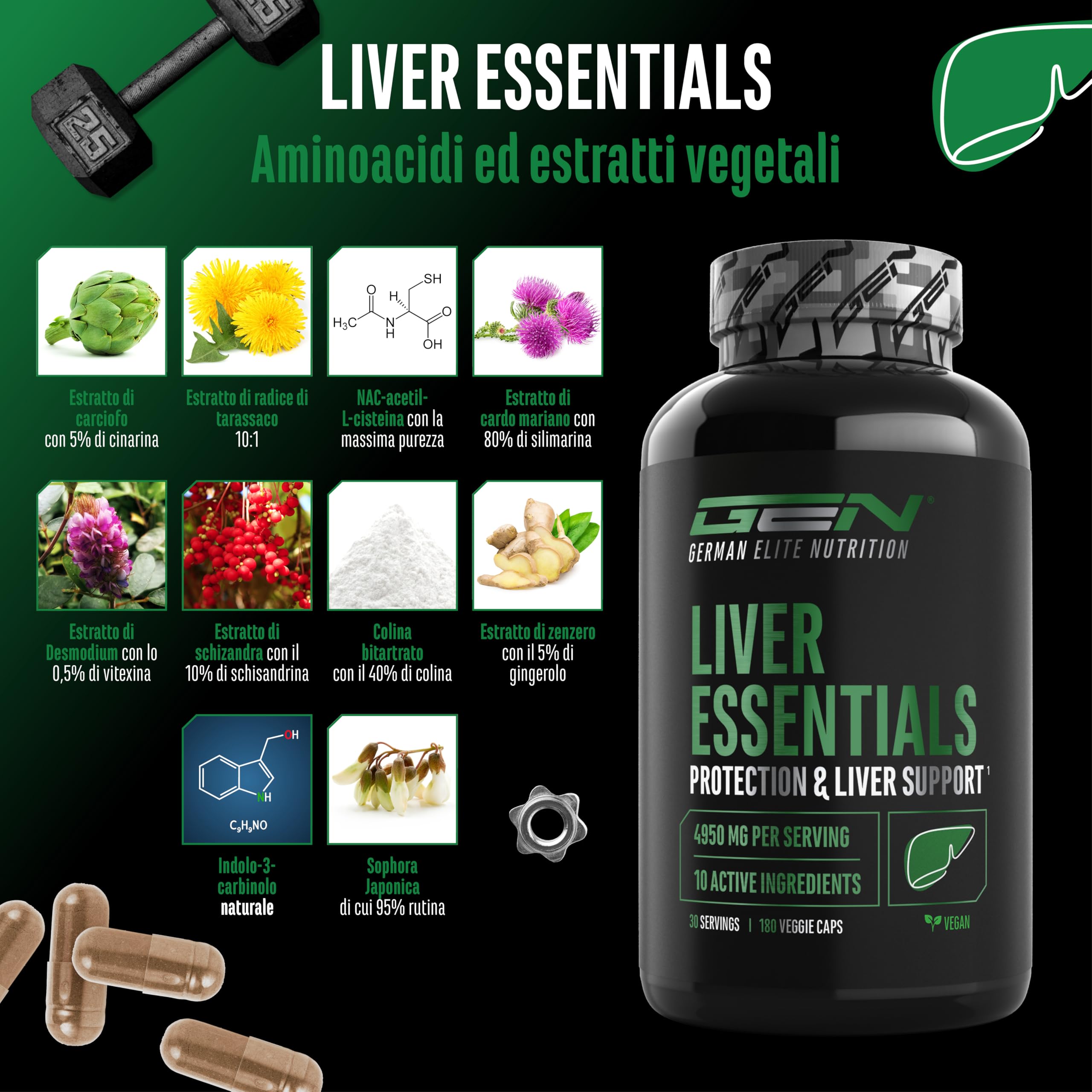Elite Organ, Joint & Health Support Liver Essentials integratore 180 capsule vegane alto dosaggio