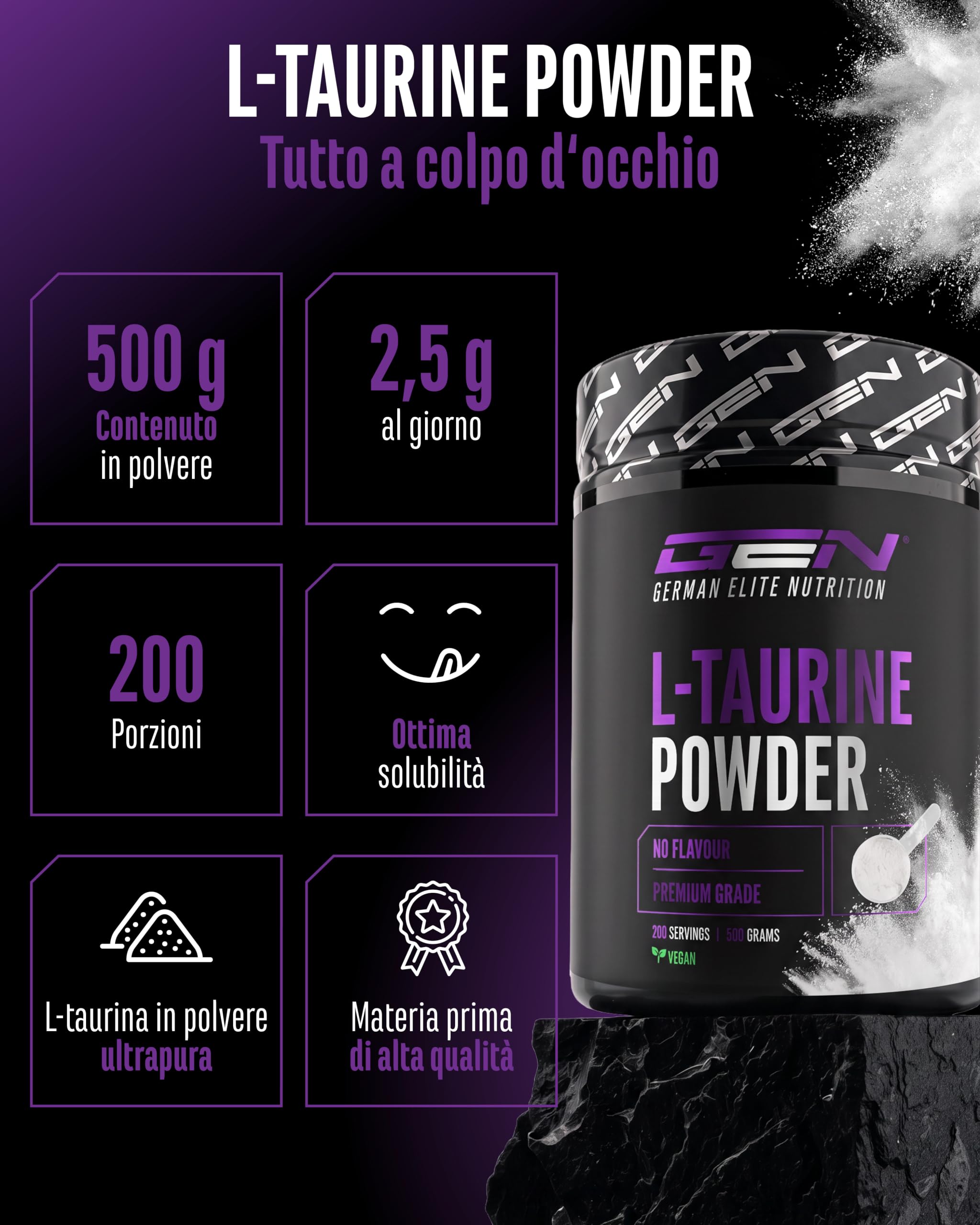 Elite Amino Singles Taurina integratore in polvere 500 g 200 porzioni