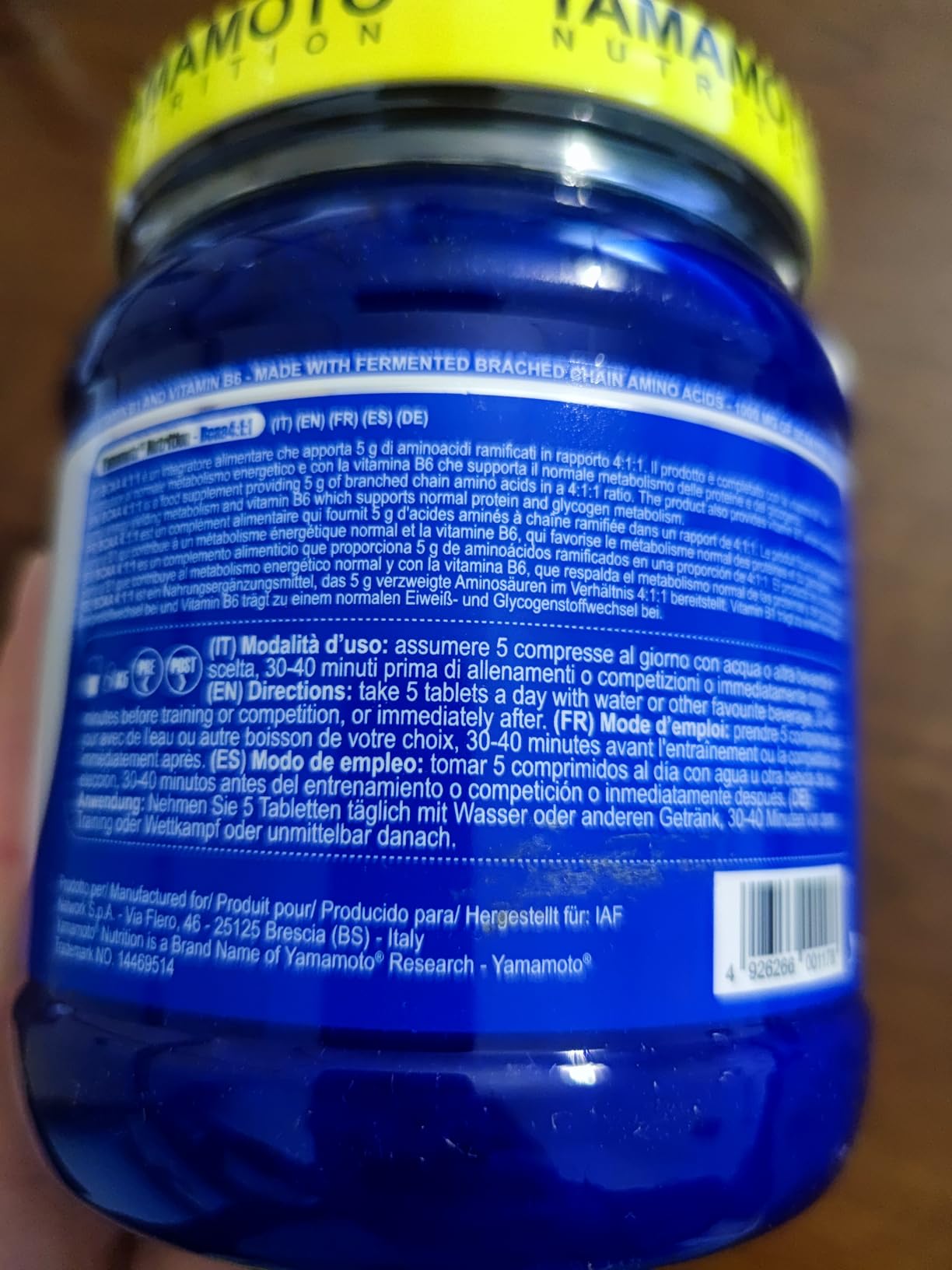 YAMAMOTO Aminoacidi e BCAAs BCAA 4:1:1 compresse 500 compresse con B1 e B6