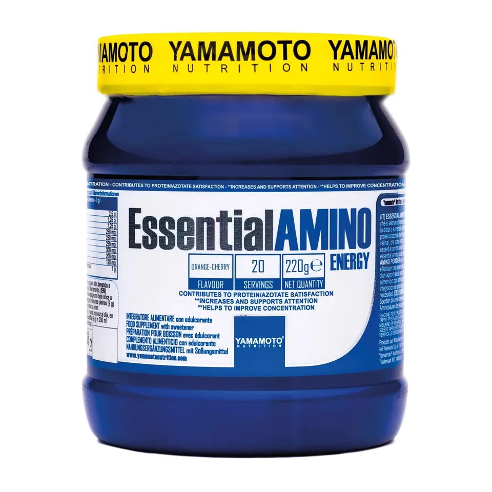 YAMAMOTO Pre-Workout Essential AMINO ENERGY integratore 220 g arancia e ciliegia