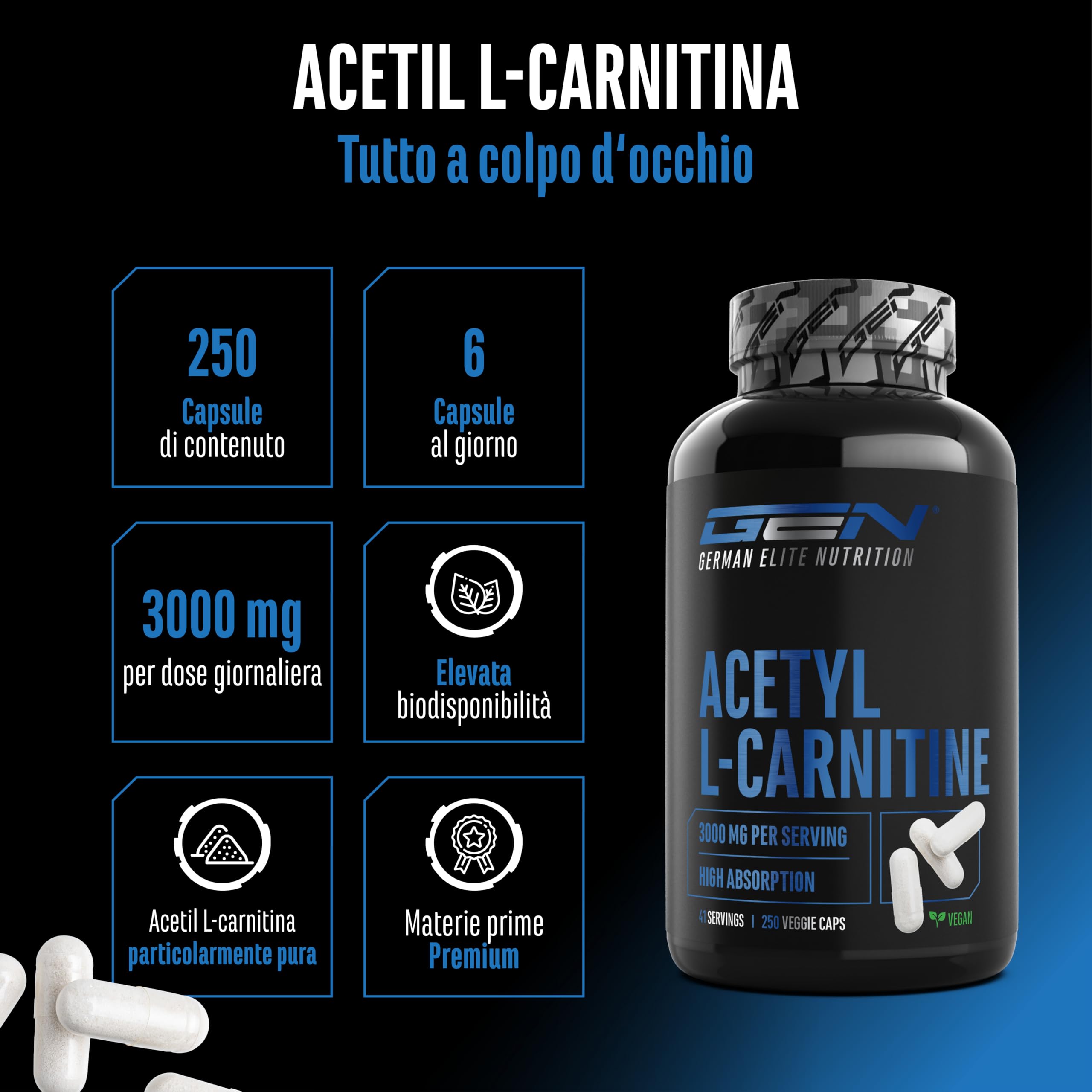 Elite Amino Singles Acetyl-L-Carnitina capsule vegane 250 da 500 mg