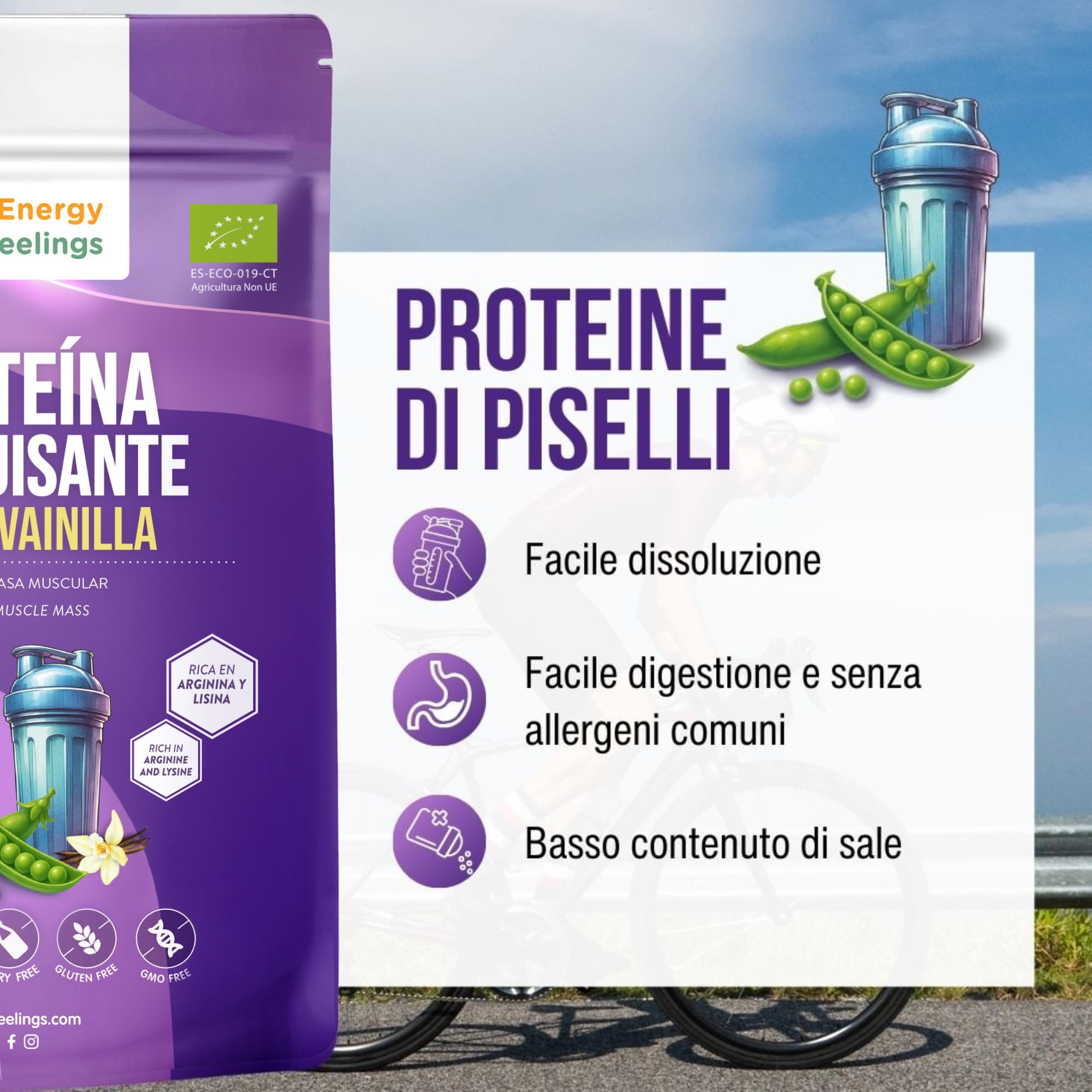 Energy Feelings Proteine di Piselli proteine in polvere vaniglia 1 kg bio