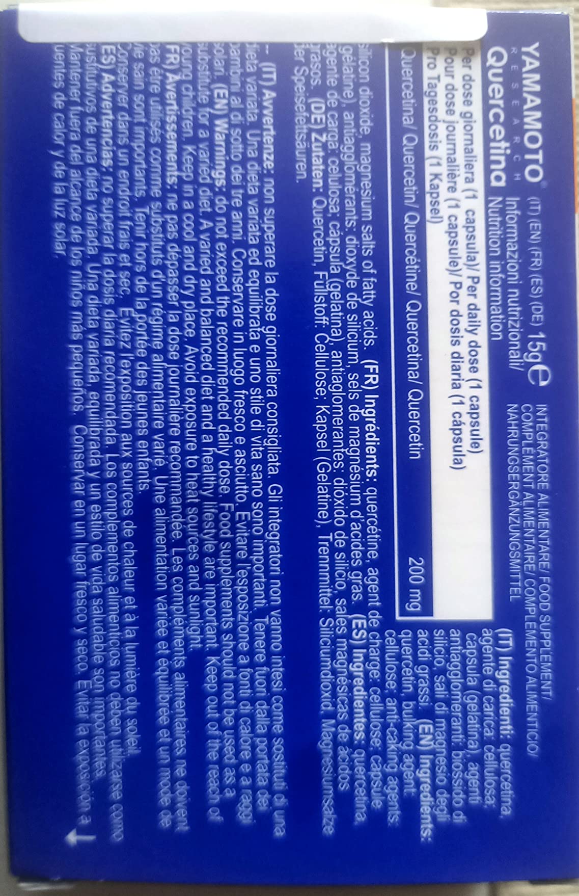 YAMAMOTO Antiossidanti Quercetina capsule 30 unità 200 mg per capsula