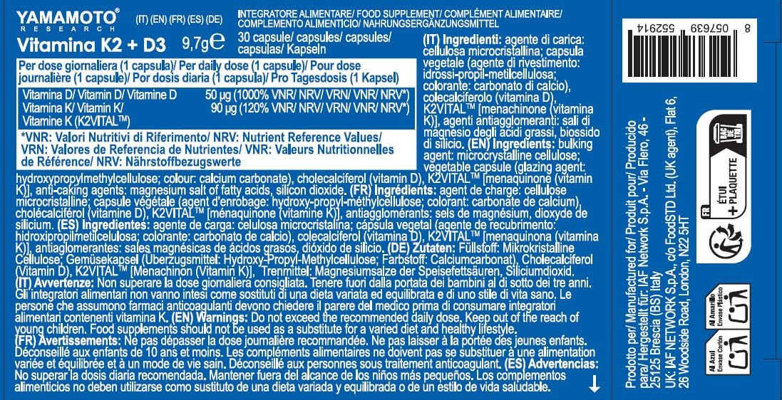 Yamamoto Vitamine e Minerali Vitamina K2 e D3 MenaQ7 compresse 10 g vegane