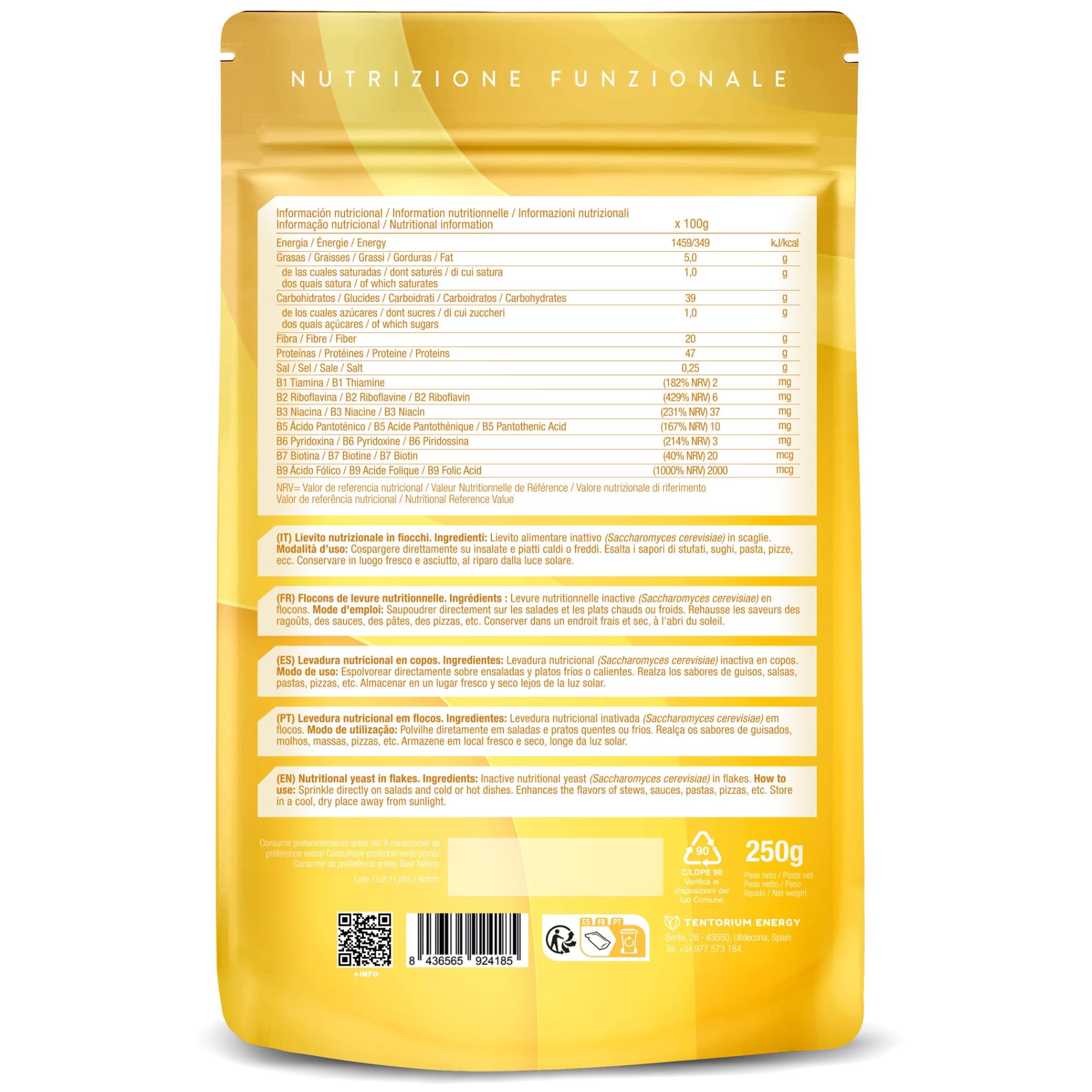 Energy Feelings Levadura Nutricional Lievito Nutrizionale in Scaglie 250 g vegano