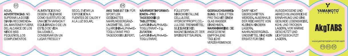 YAMAMOTO Aminoacidi e BCAAs AKG TABS integratore 90 compresse 1000 mg