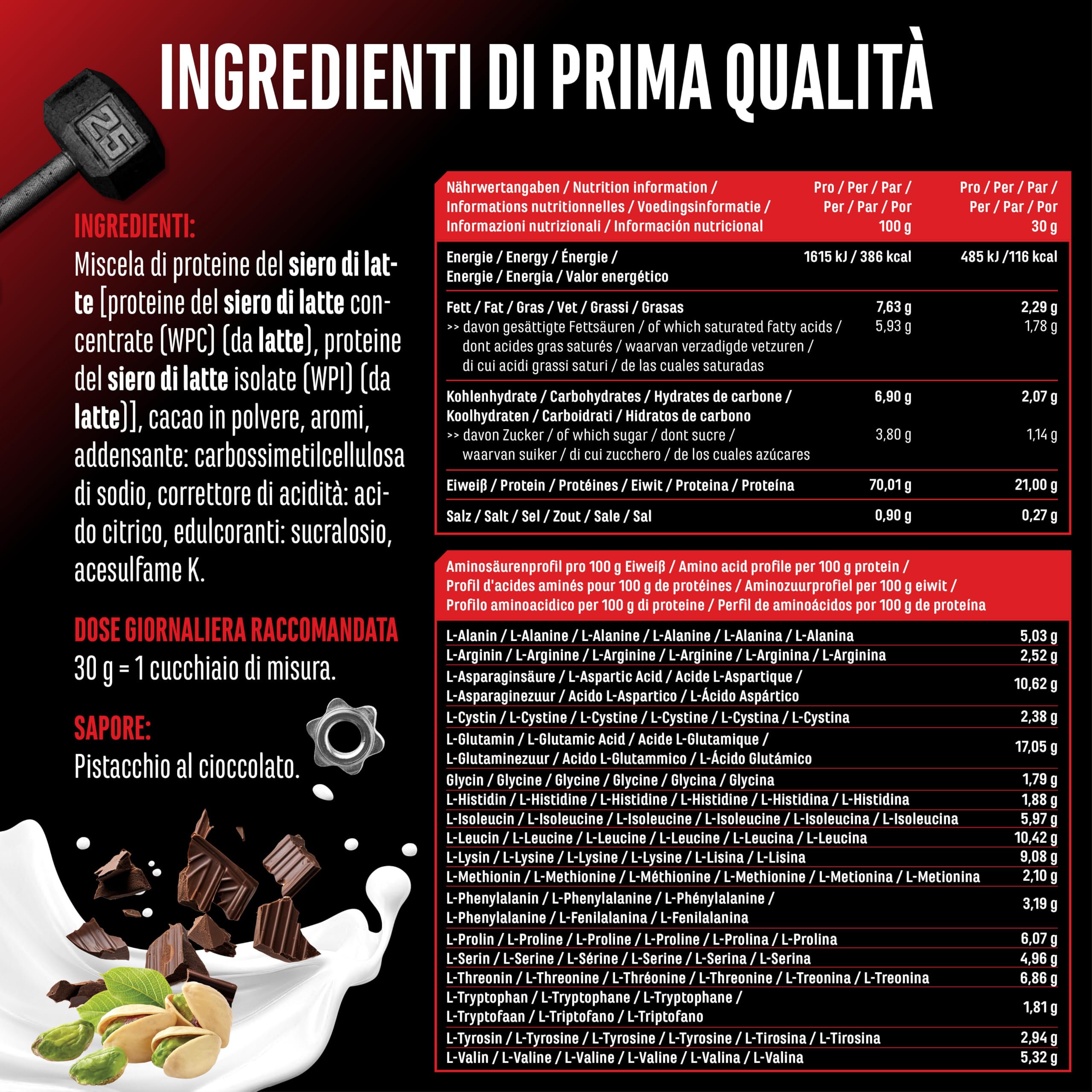 Elite Whey Protein Complex proteine in polvere 1000 g Cioccolato al pistacchio