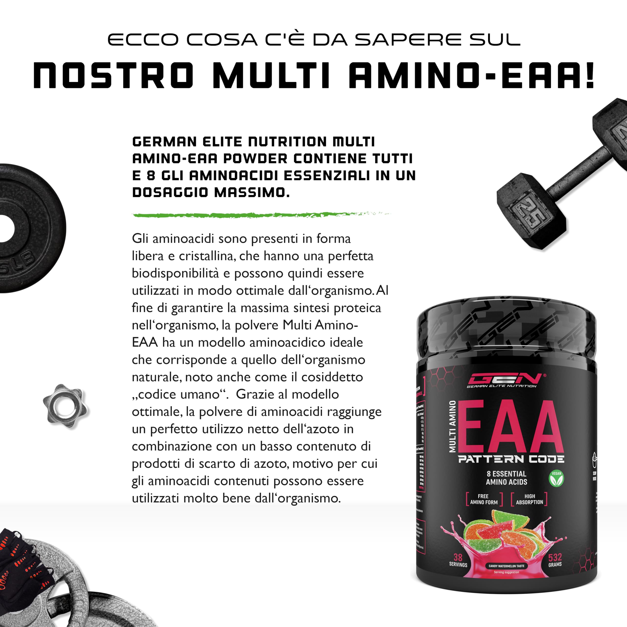 Elite EAA & BCAA EAA in polvere 532 g Candy Watermelon vegano