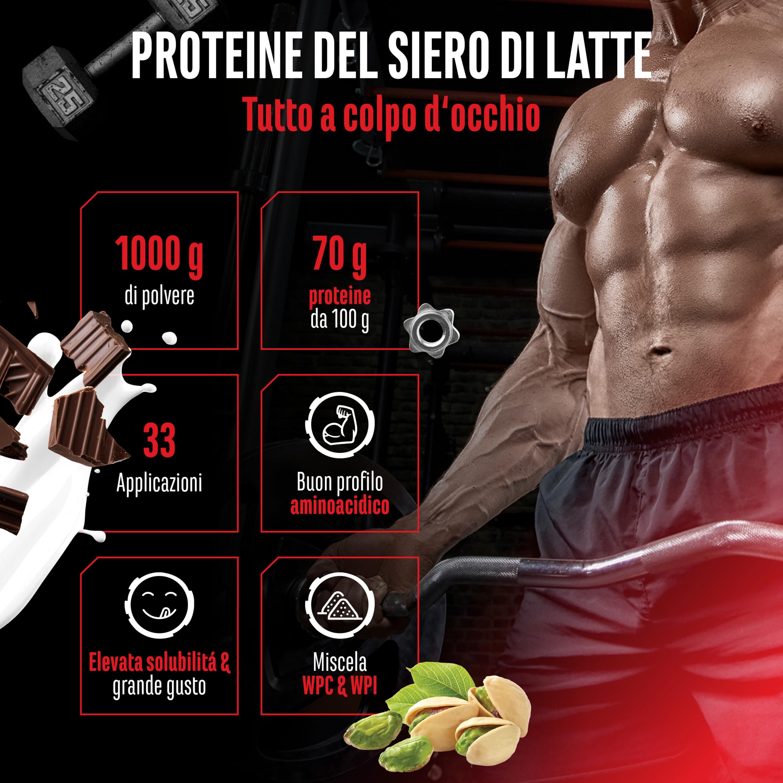 Elite Whey Protein Complex proteine in polvere 1000 g Cioccolato al pistacchio