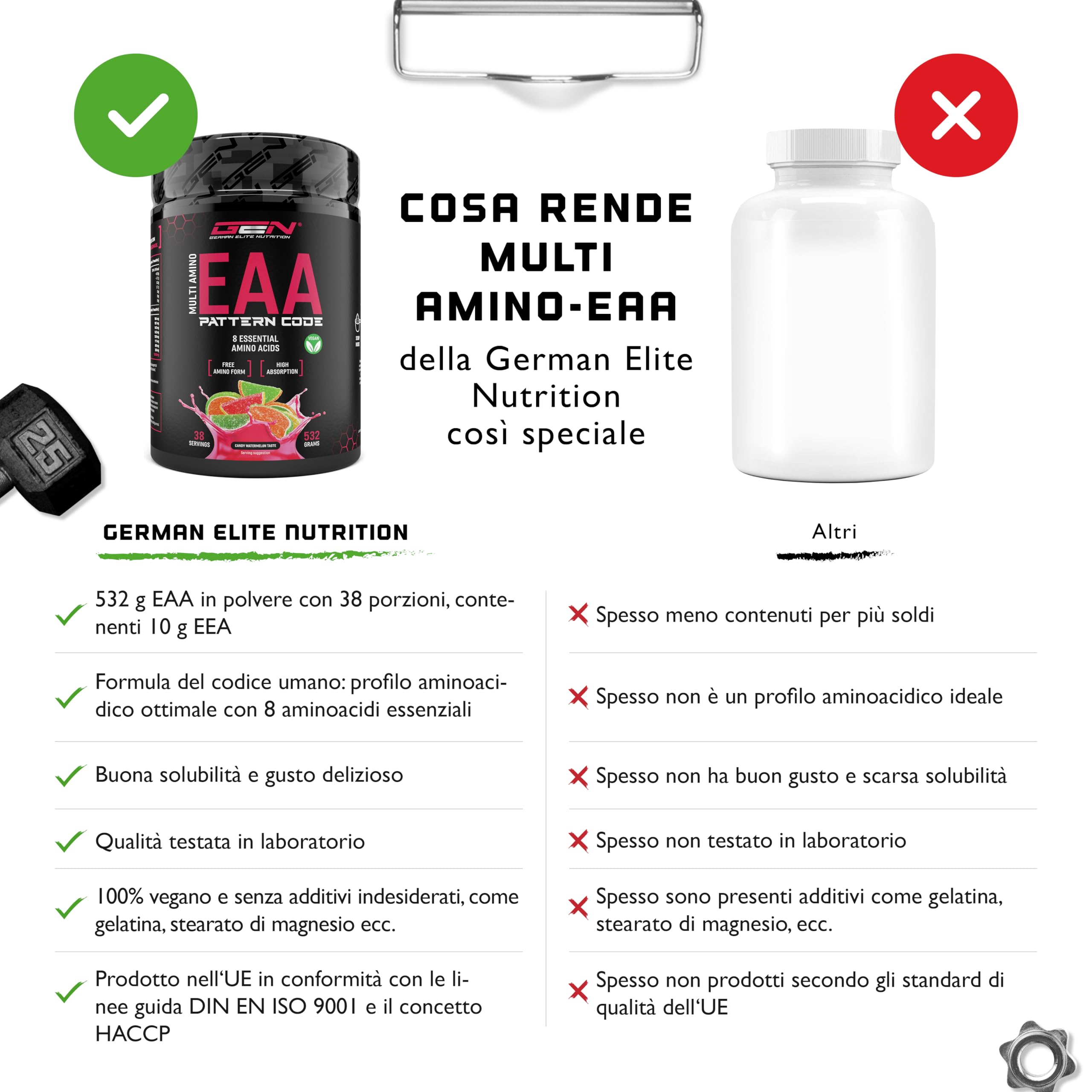 Elite EAA & BCAA EAA in polvere 532 g Candy Watermelon vegano