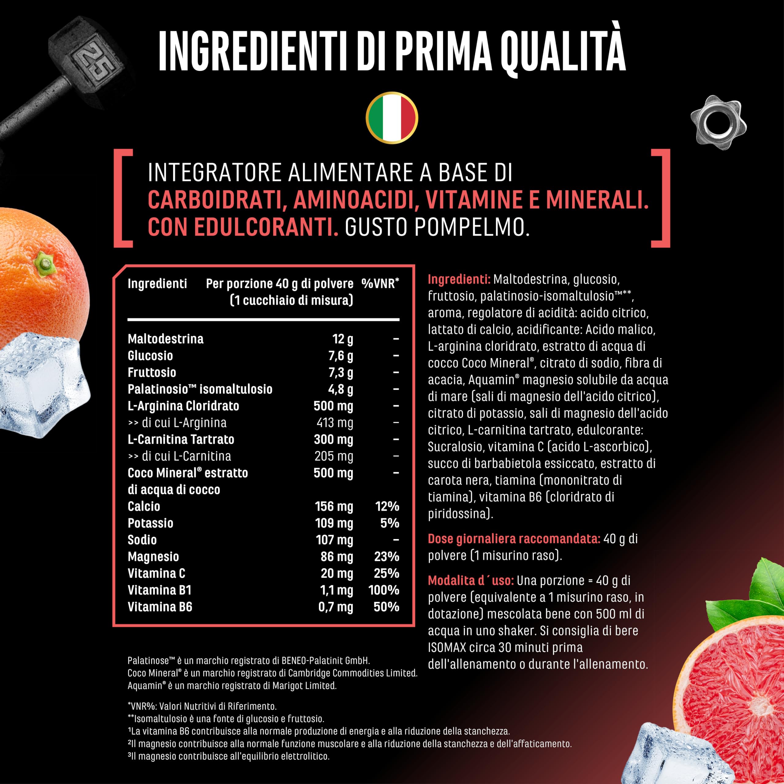 Elite Vitamins, Minerals & Hydration Isomax bevanda isotonica 1 kg pompelmo vegana