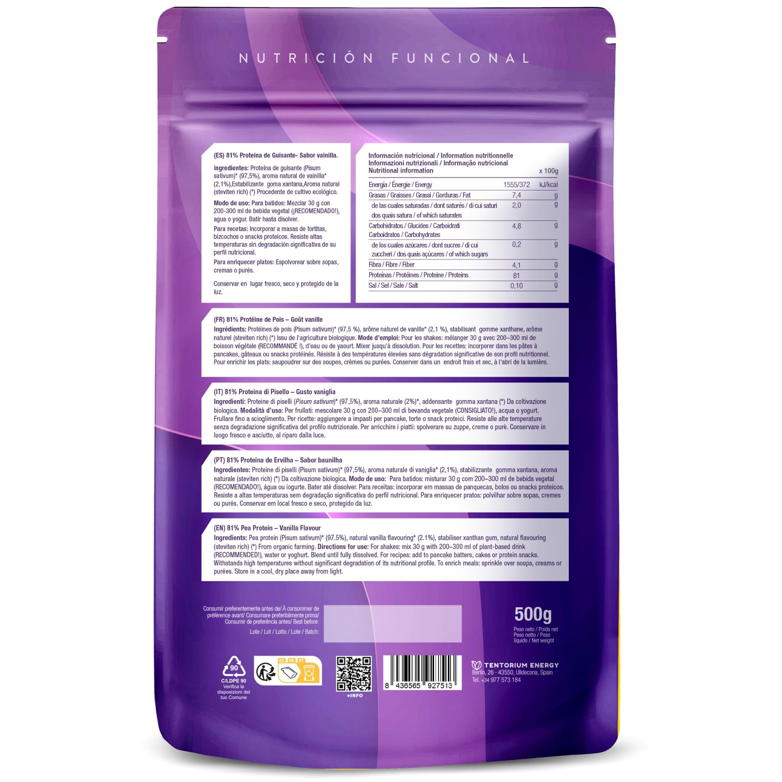 Energy Feelings Proteine di Piselli proteine in polvere vaniglia 1 kg bio