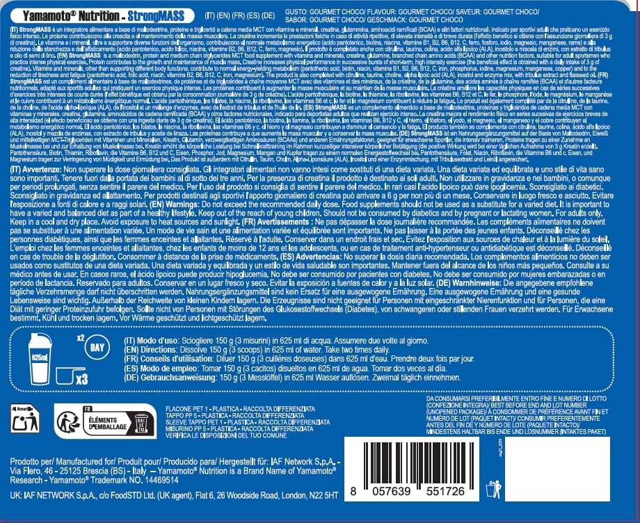 YAMAMOTO Weight Gainers StrongMASS mass gainer 2,4 kg cioccolato 1101 kcal