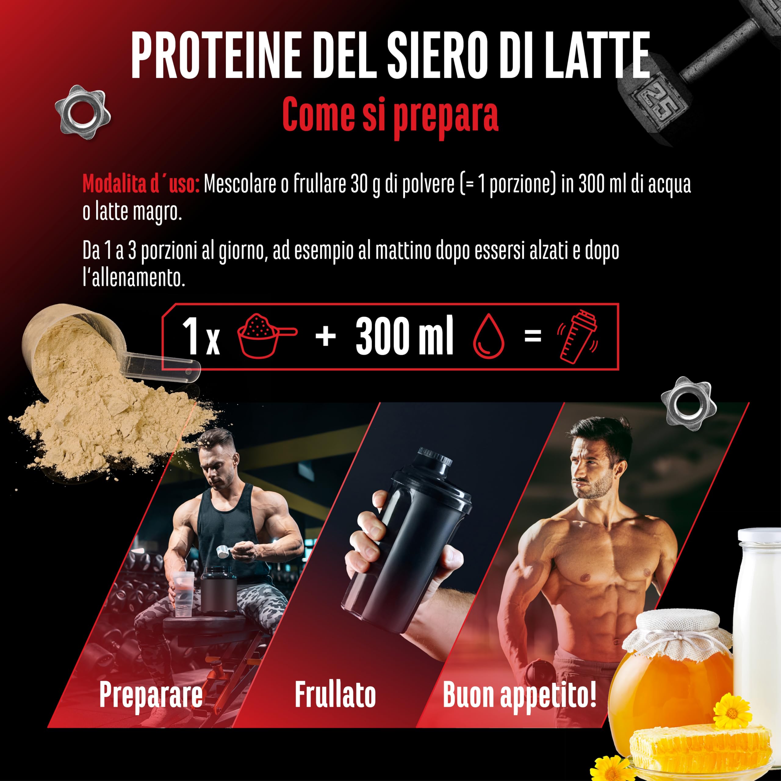 Elite Whey Protein Whey Proteine Complesso 1000 g latte con miele con isolato