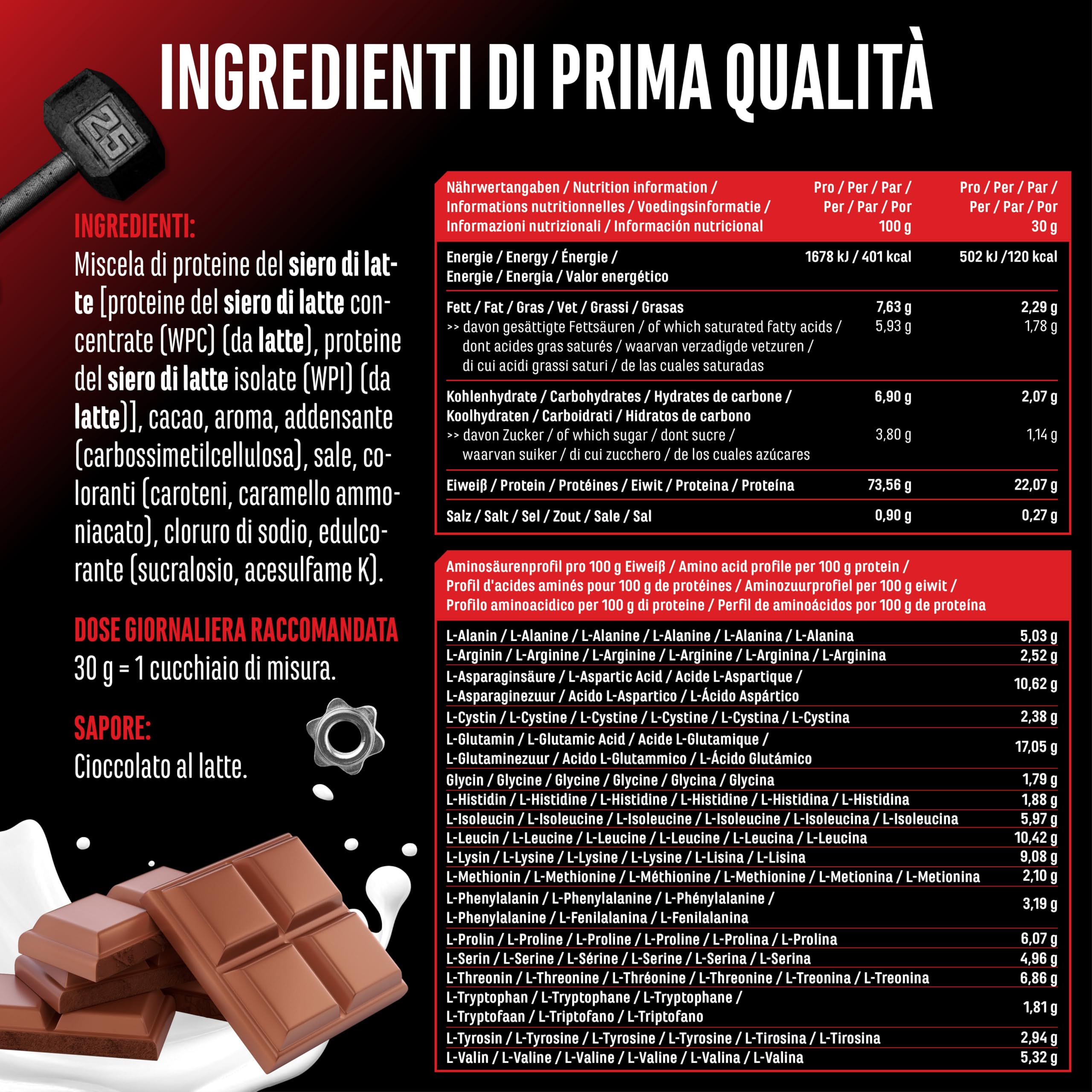 Elite Whey Protein in polvere 1000 g Cioccolato al latte con isolato