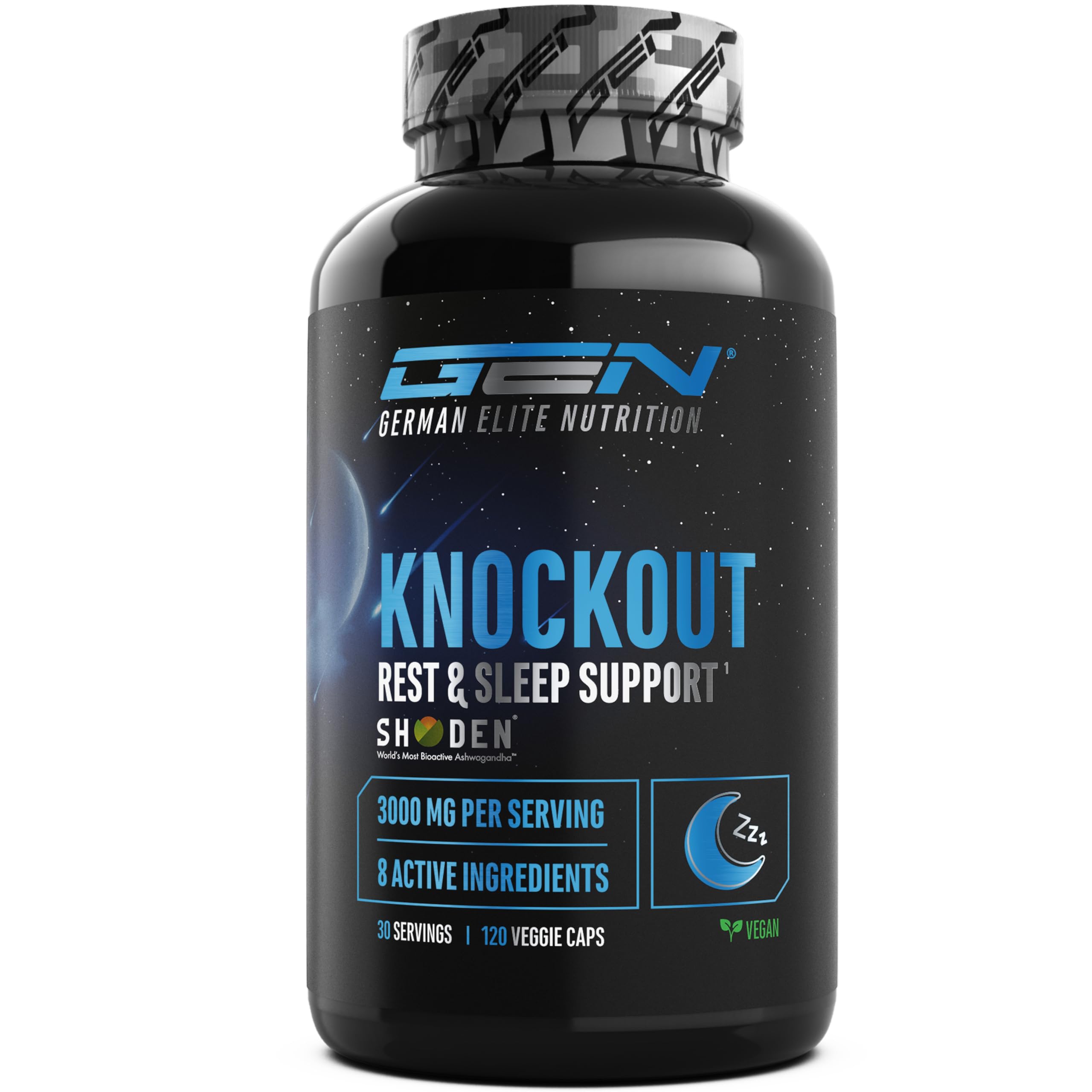 Elite Adaptogens, Sleep & Mind Knockout Sleep & Recover Support integratore per il sonno 120 capsule vegane 3000 mg