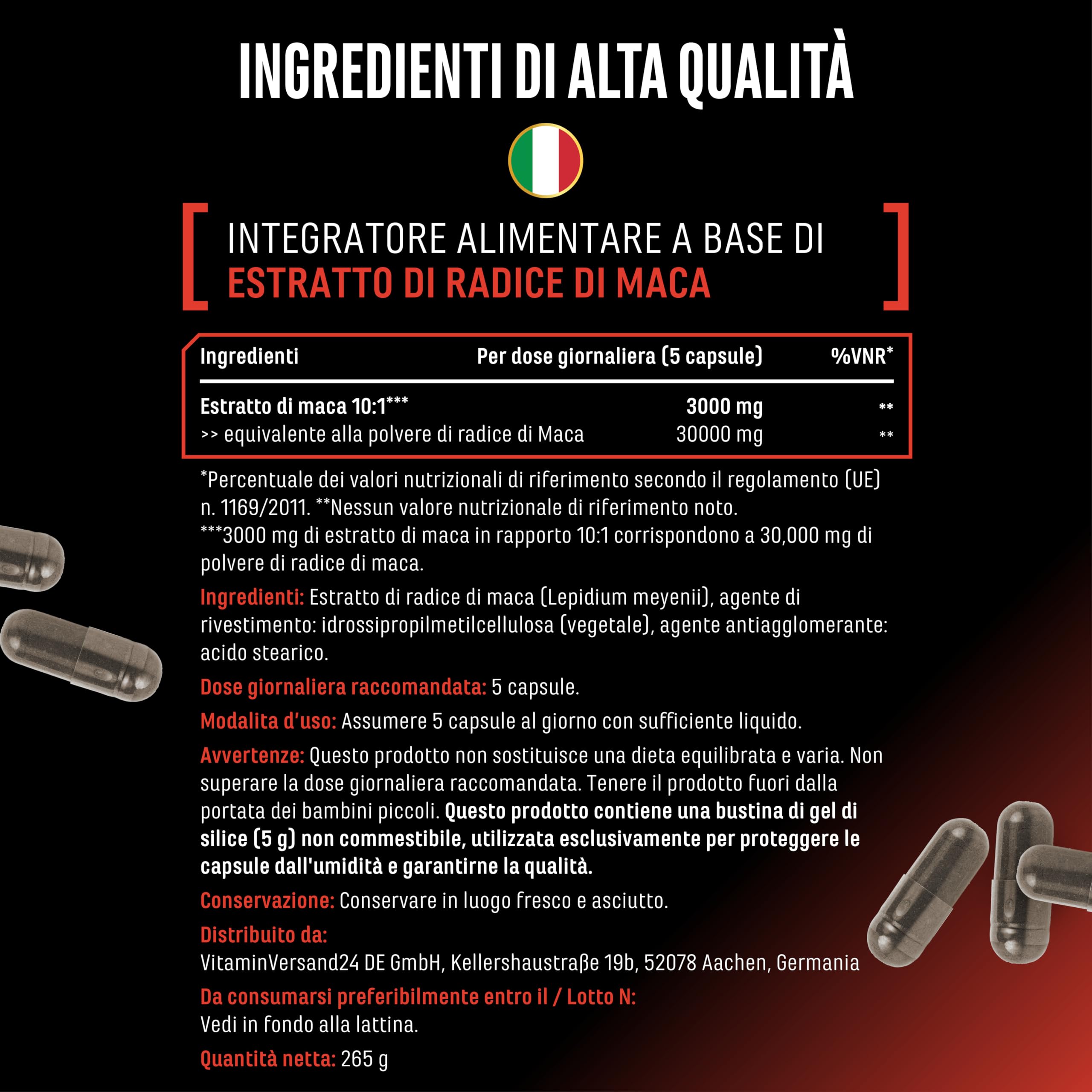 Elite Testo & Vitality Botanicals Maca Extreme capsule 365 estratto 10:1