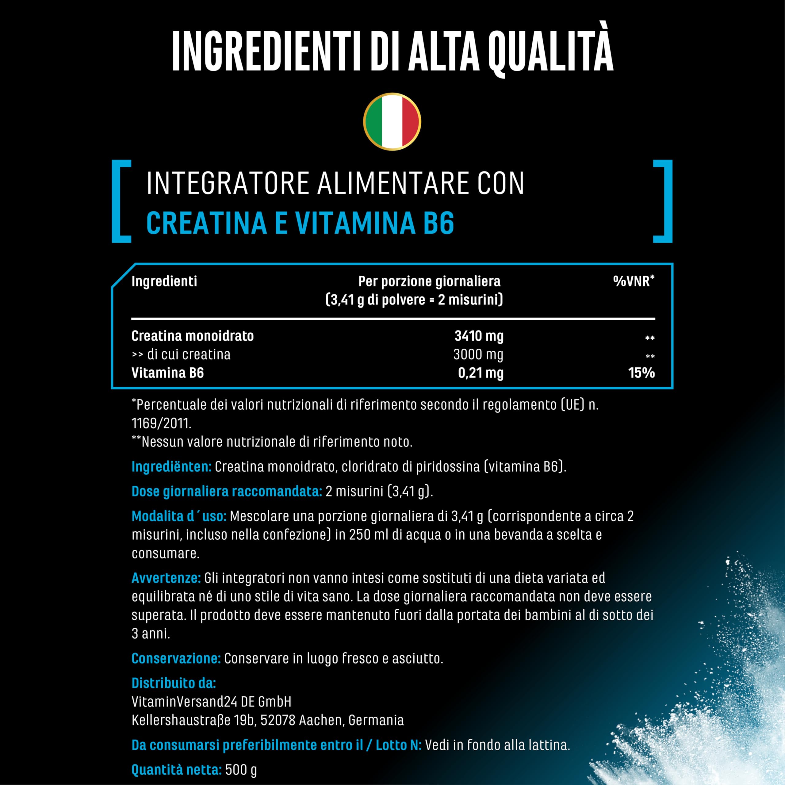 Elite Creatina Creatina Monoidrato polvere 500 g vegana