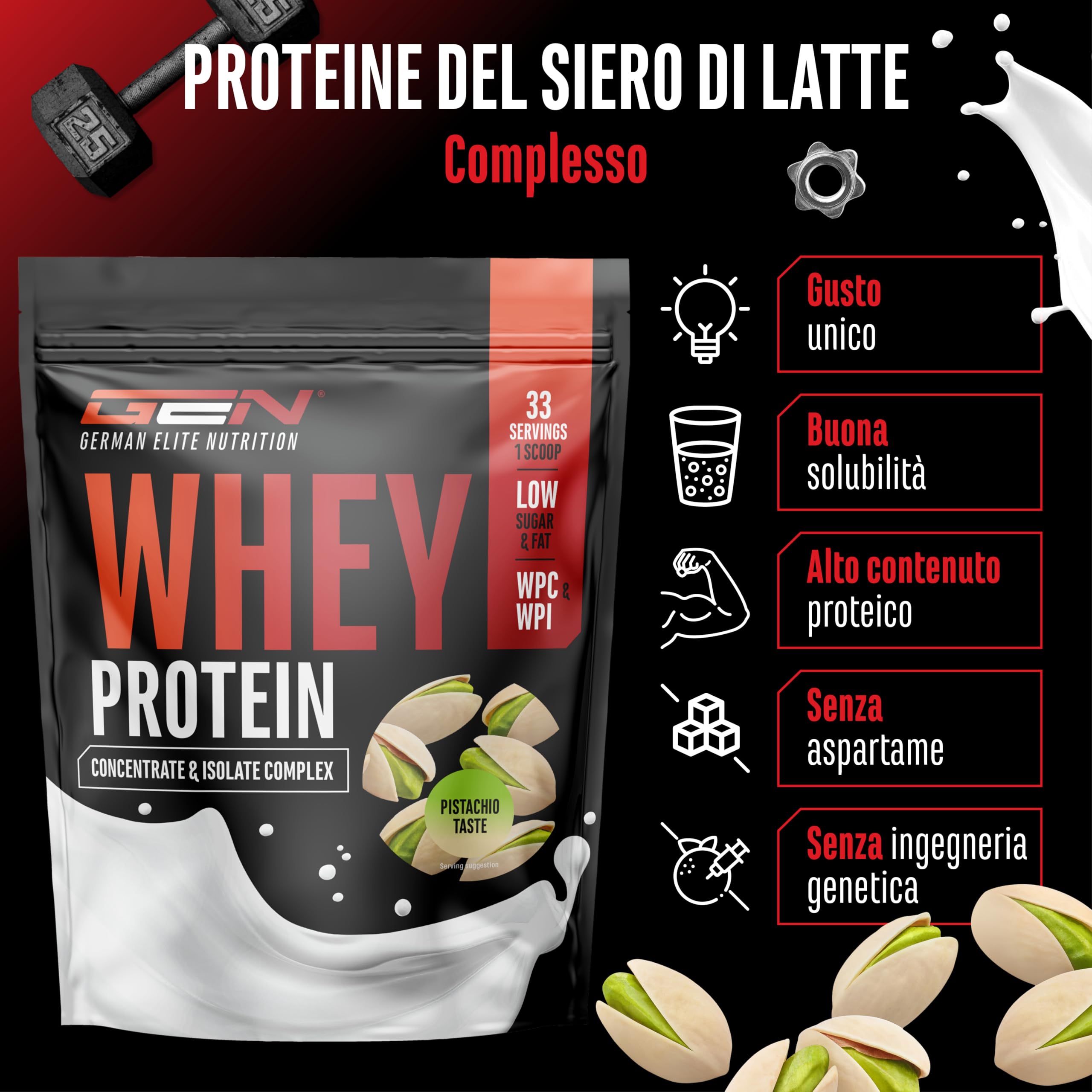 Elite Whey Protein Proteine whey in polvere Pistacchio 1000 g con isolato