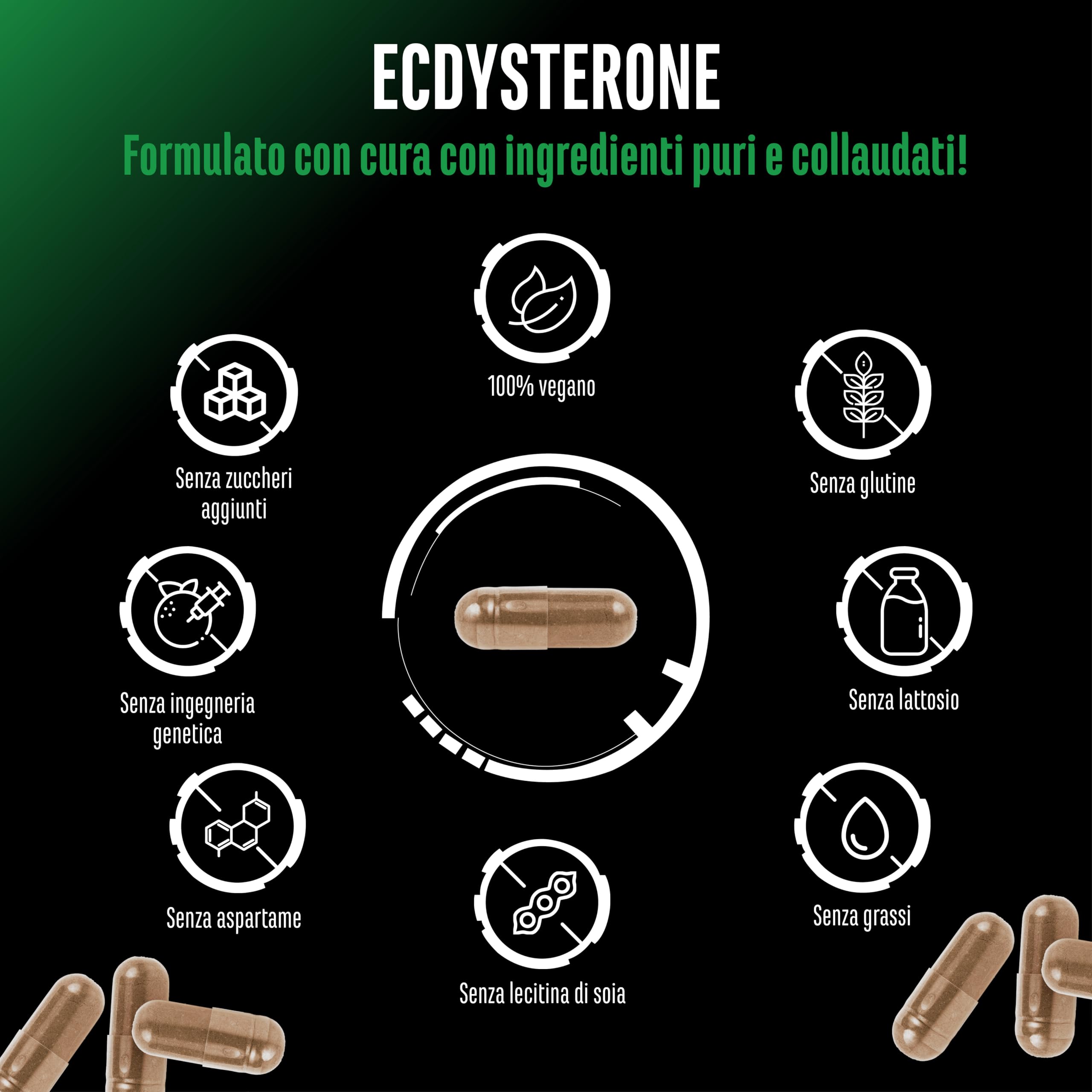 Elite Testo & Vitality Botanicals Complesso di Ecdisterone integratore 60 capsule vegane 760 mg