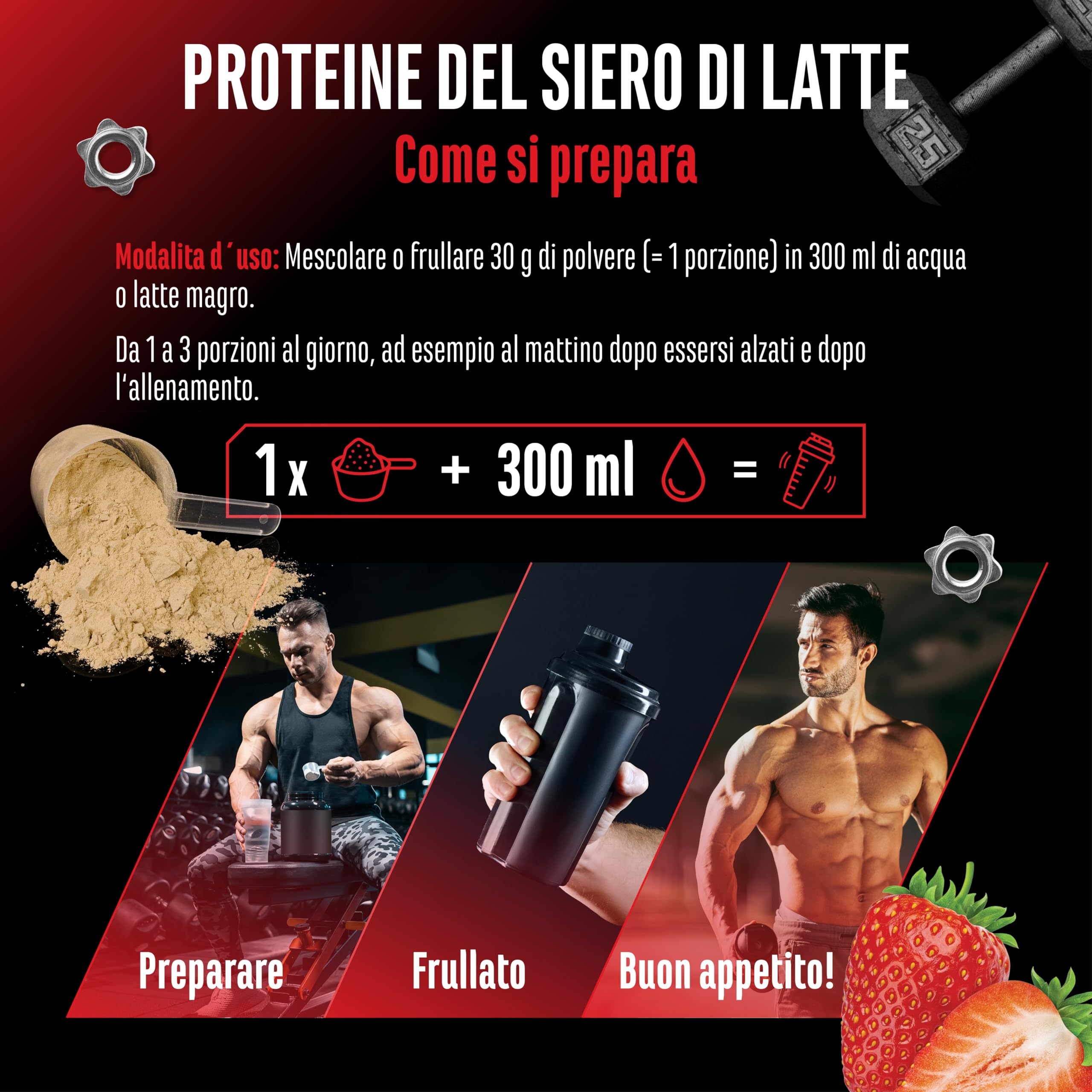 Elite Whey Protein Whey Proteine Complesso 1000 g Latte alla Fragola BCAA