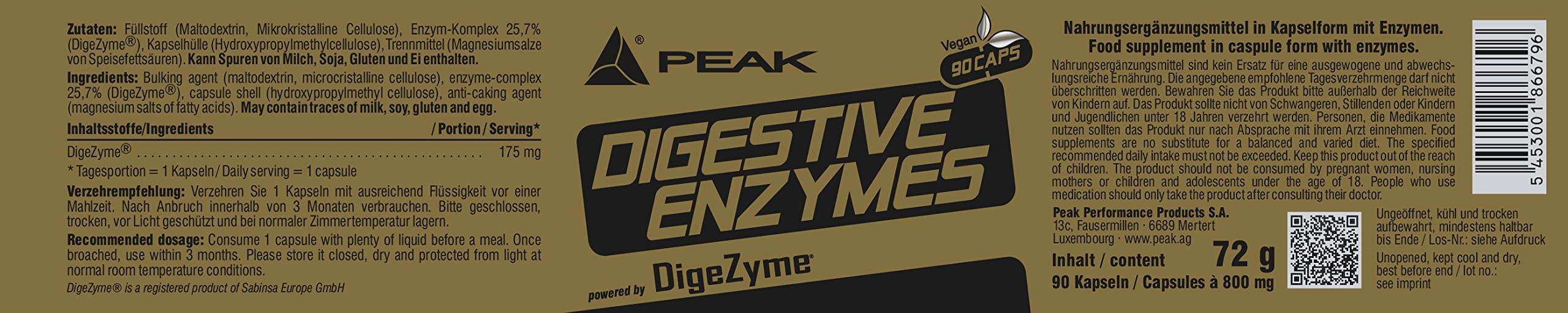 Green Peak Health PEAK Digestive Enzymes enzimi digestivi 90 capsule vegano senza glutine