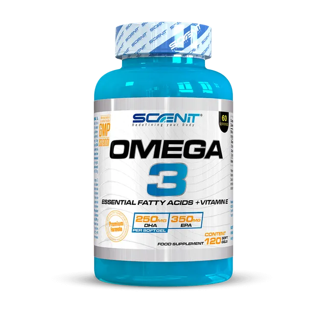 Scenit Nutrition Integratori essenziali Omega 3 Premium + Vitamina E 2000 mg 700 mg EPA 500 mg DHA omega 3 120 softgel senza sapore