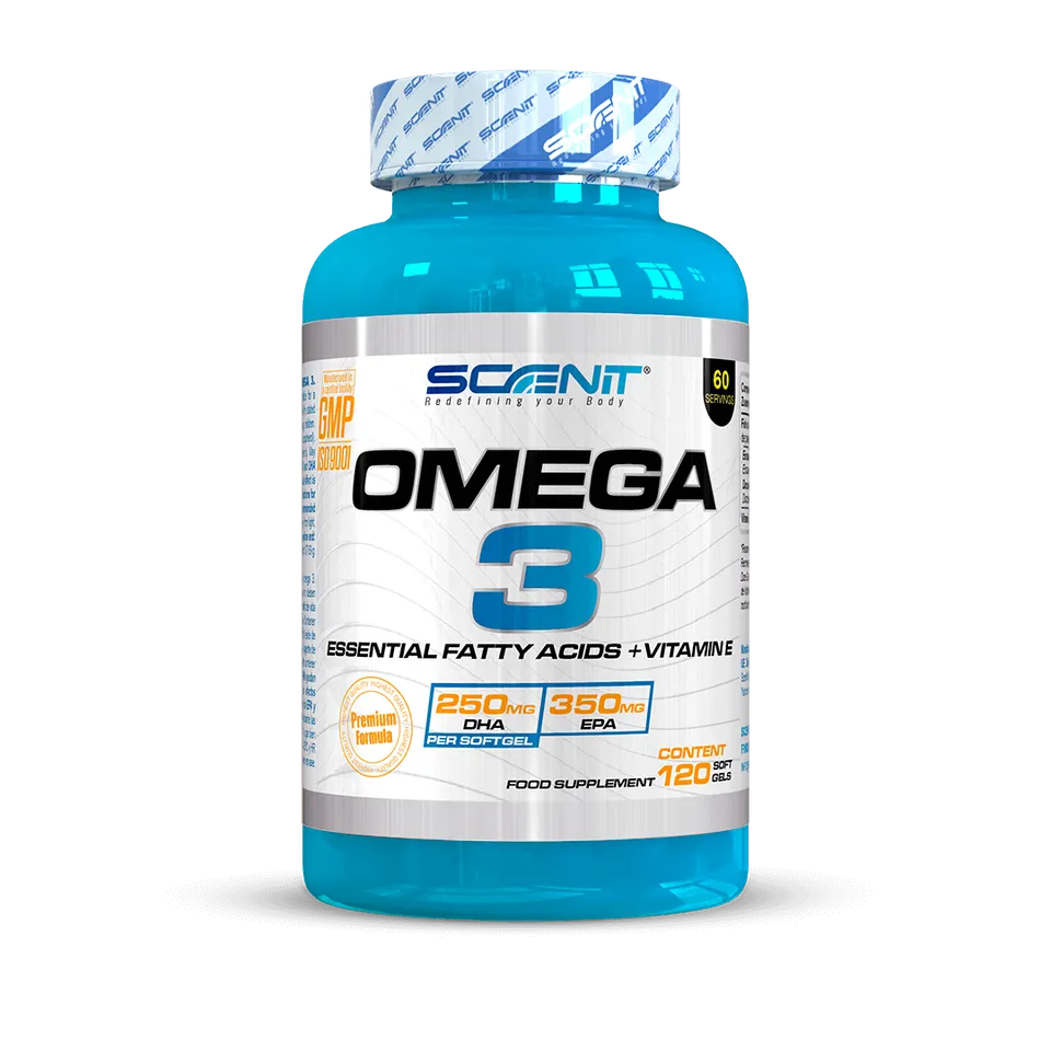 Scenit Nutrition Integratori essenziali Omega 3 Premium + Vitamina E 2000 mg 700 mg EPA 500 mg DHA omega 3 120 softgel senza sapore