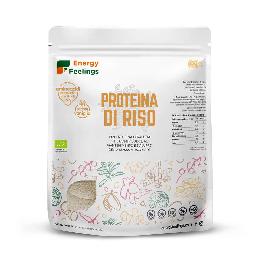 Energy Feelings Proteine di Riso in Polvere BIO proteine vegane 82% senza sapore 1 kg