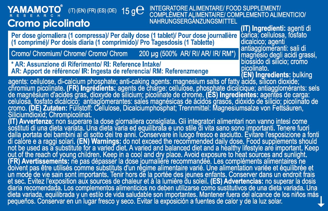 YAMAMOTO Vitamine e Minerali Cromo Picolinato compresse 30 compresse forma picolinata