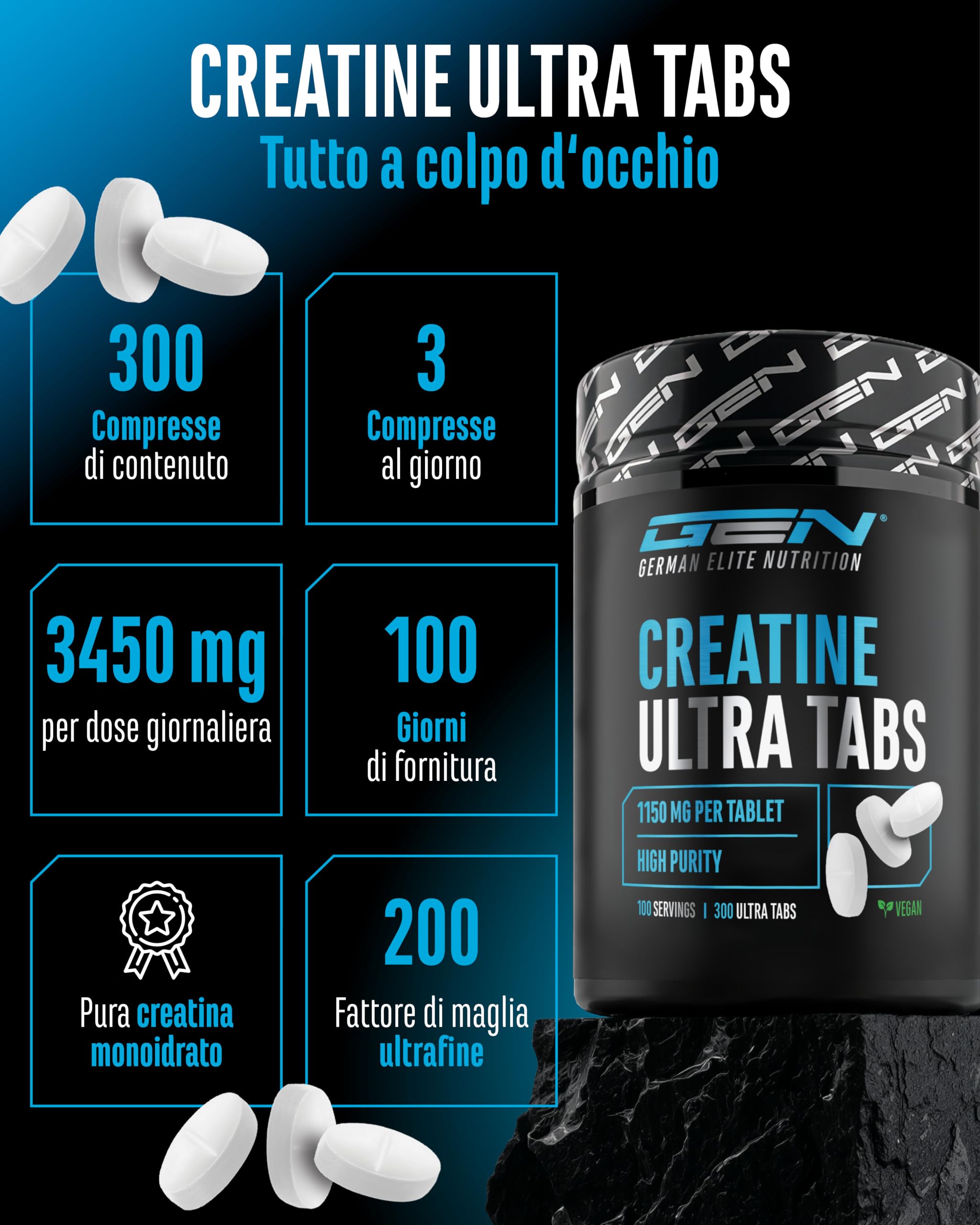 Elite Creatine Creatina Ultra Tabs 300 compresse 3450 mg
