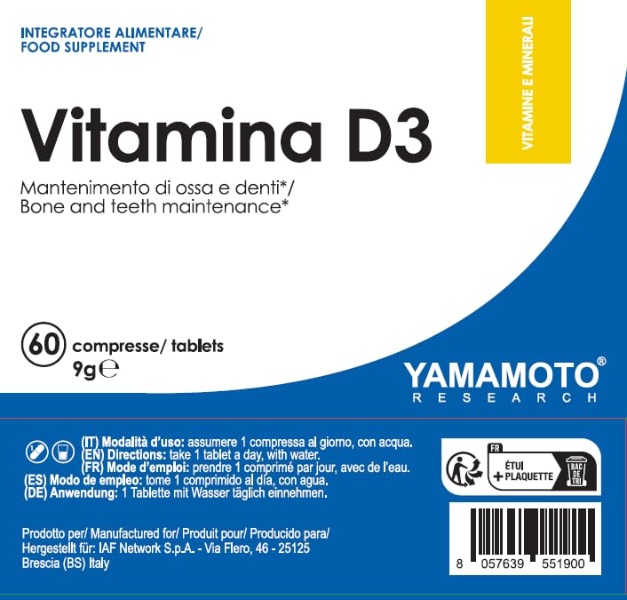 YAMAMOTO Vitamine e Minerali Vitamina D3 integratore 60 compresse 2000 UI