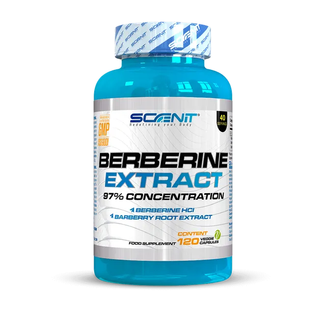 Scenit Nutrition Suplementos esenciales Berberine Extract berberina 120 capsule vegane 97%