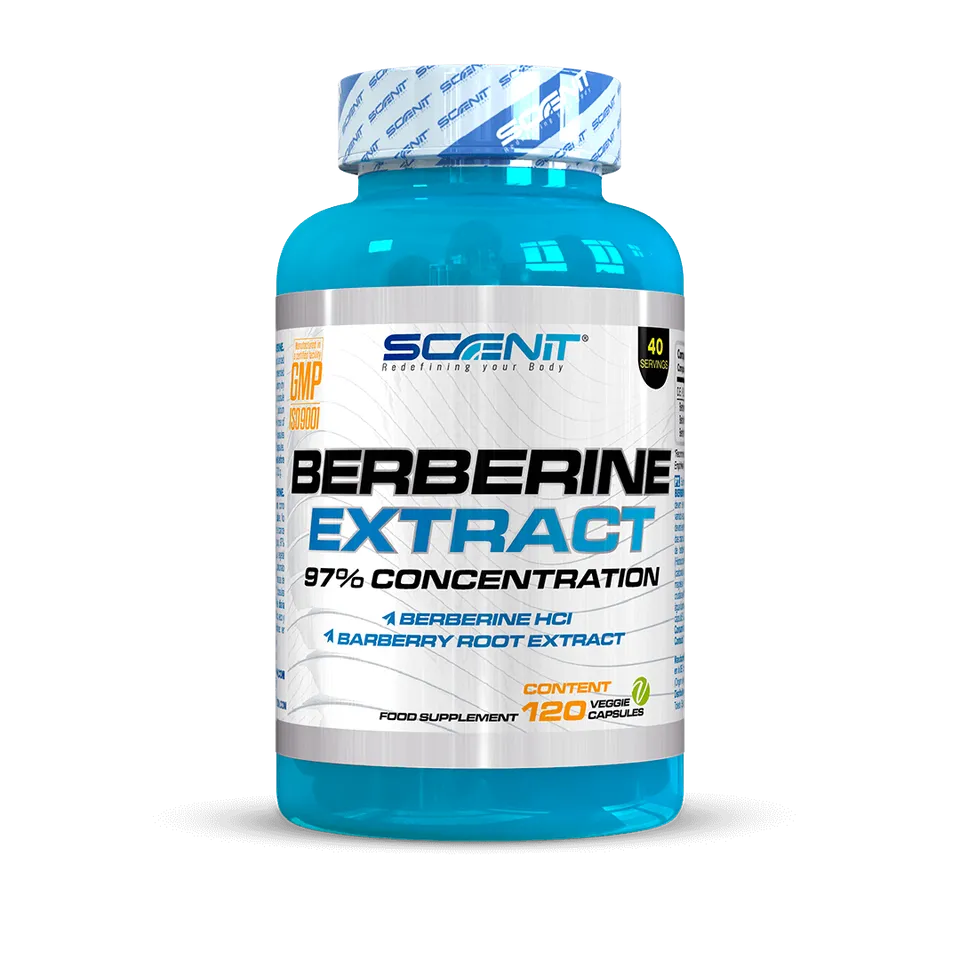 Scenit Nutrition Suplementos esenciales Berberine Extract berberina 120 capsule vegane 97%
