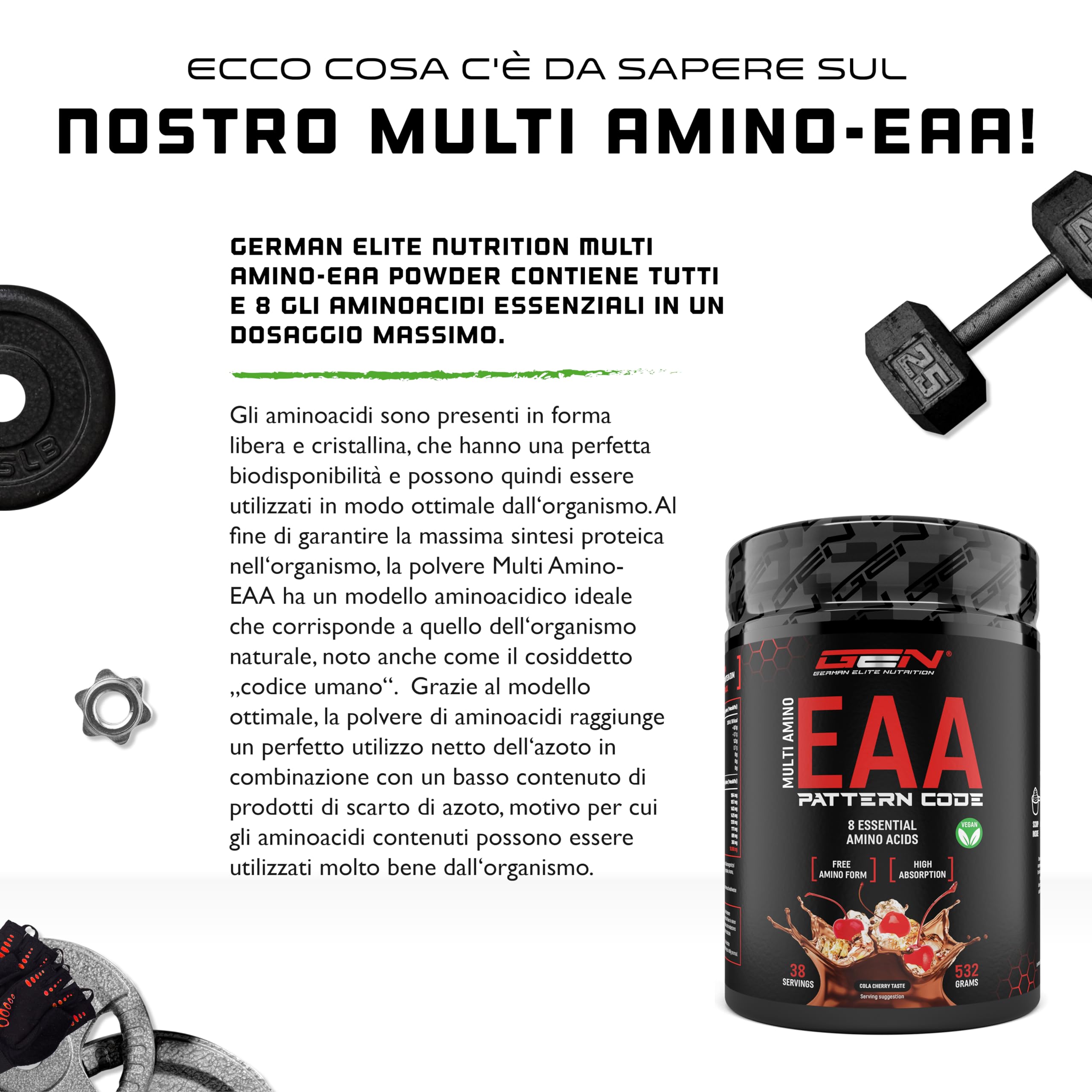 Elite EAA & BCAA EAA in polvere 532 g cola cherry, 8 aminoacidi essenziali