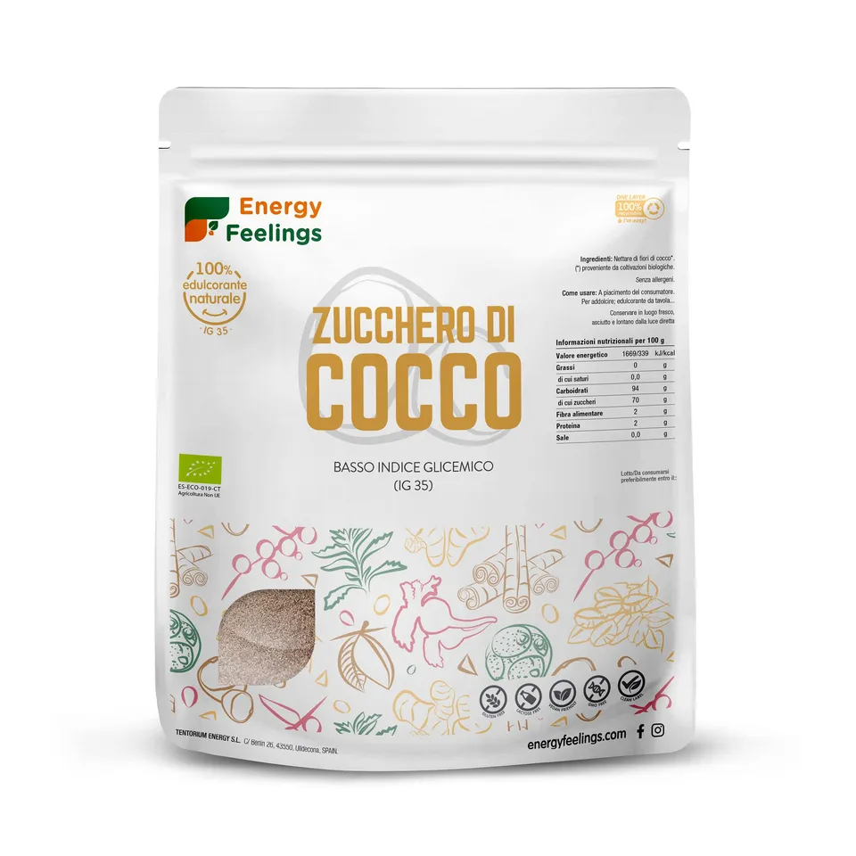 Energy Feelings Endulzantes naturales Zucchero di Cocco Integrale BIO 1 kg