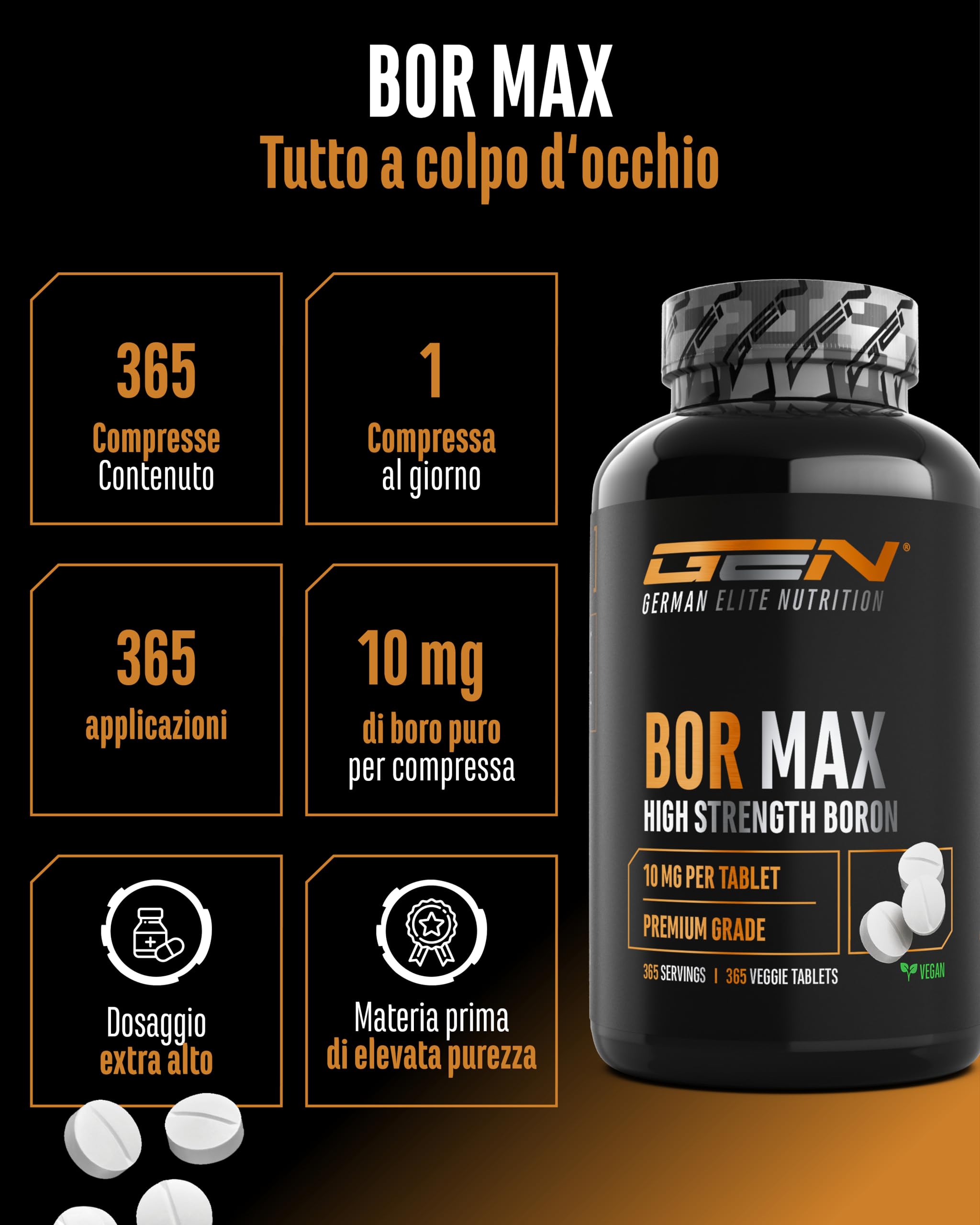 Elite Testo & Vitality Botanicals Boron Max 365 compresse 10 mg