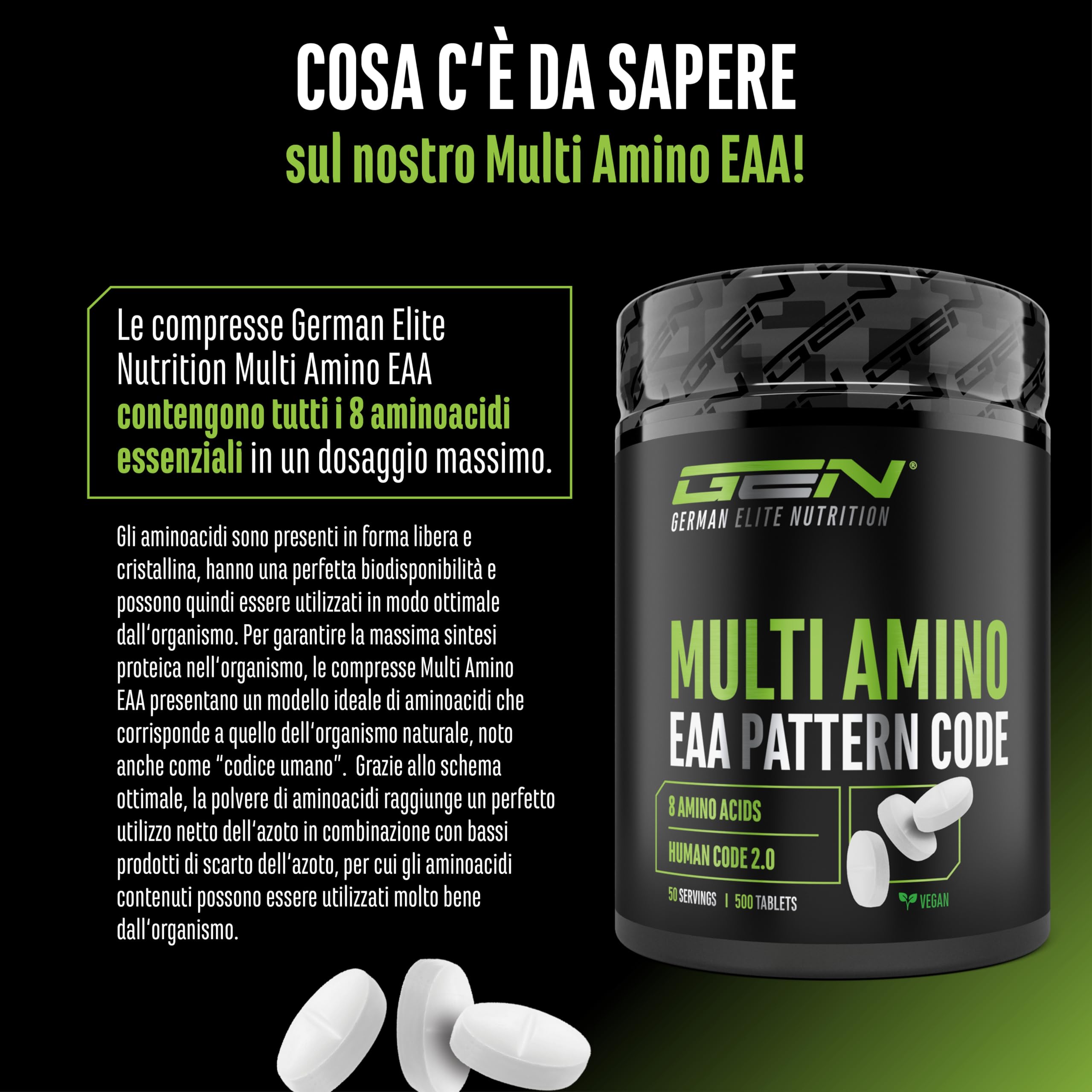 Elite EAA & BCAA Multi Amino-EAA Pattern Code compresse 500 da 1000 mg